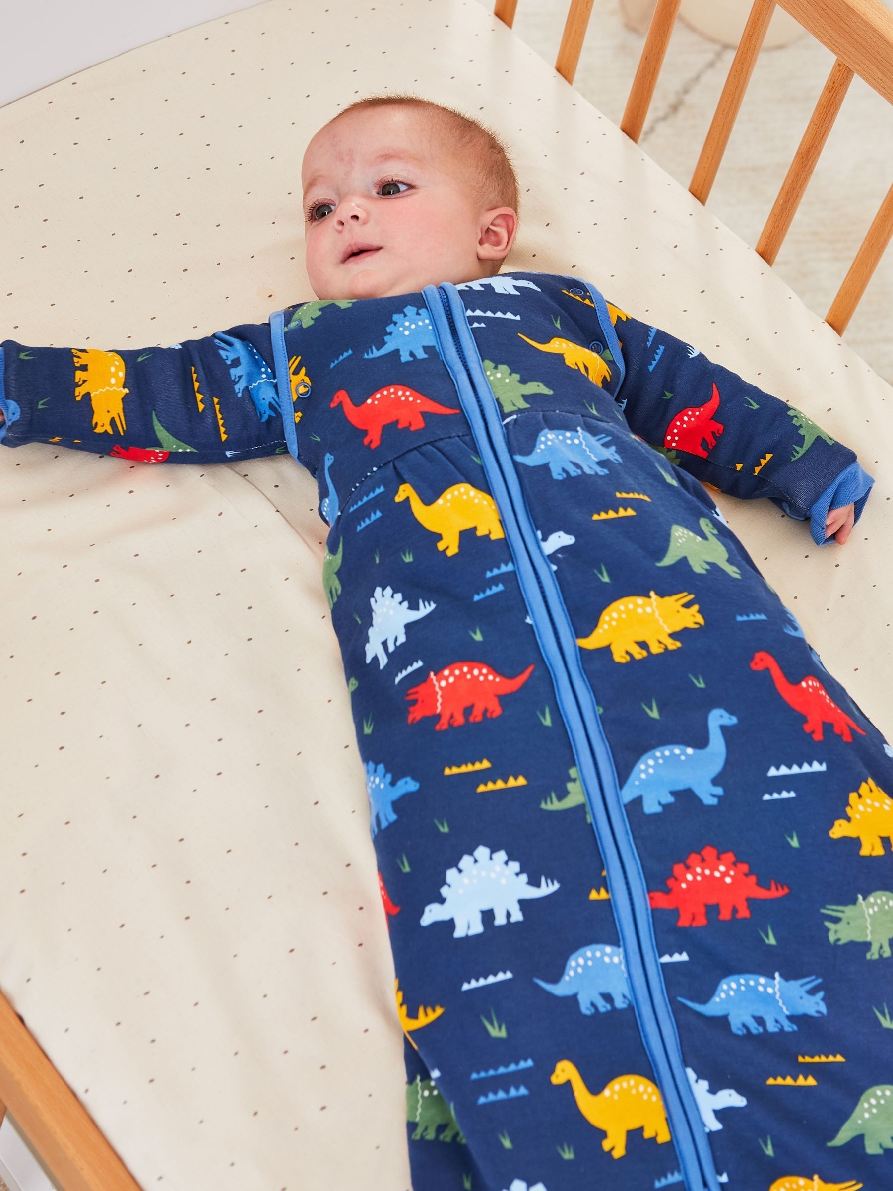 Navy Dino Print JoJo Maman Bébé Pink Dino Tog Baby Sleeping