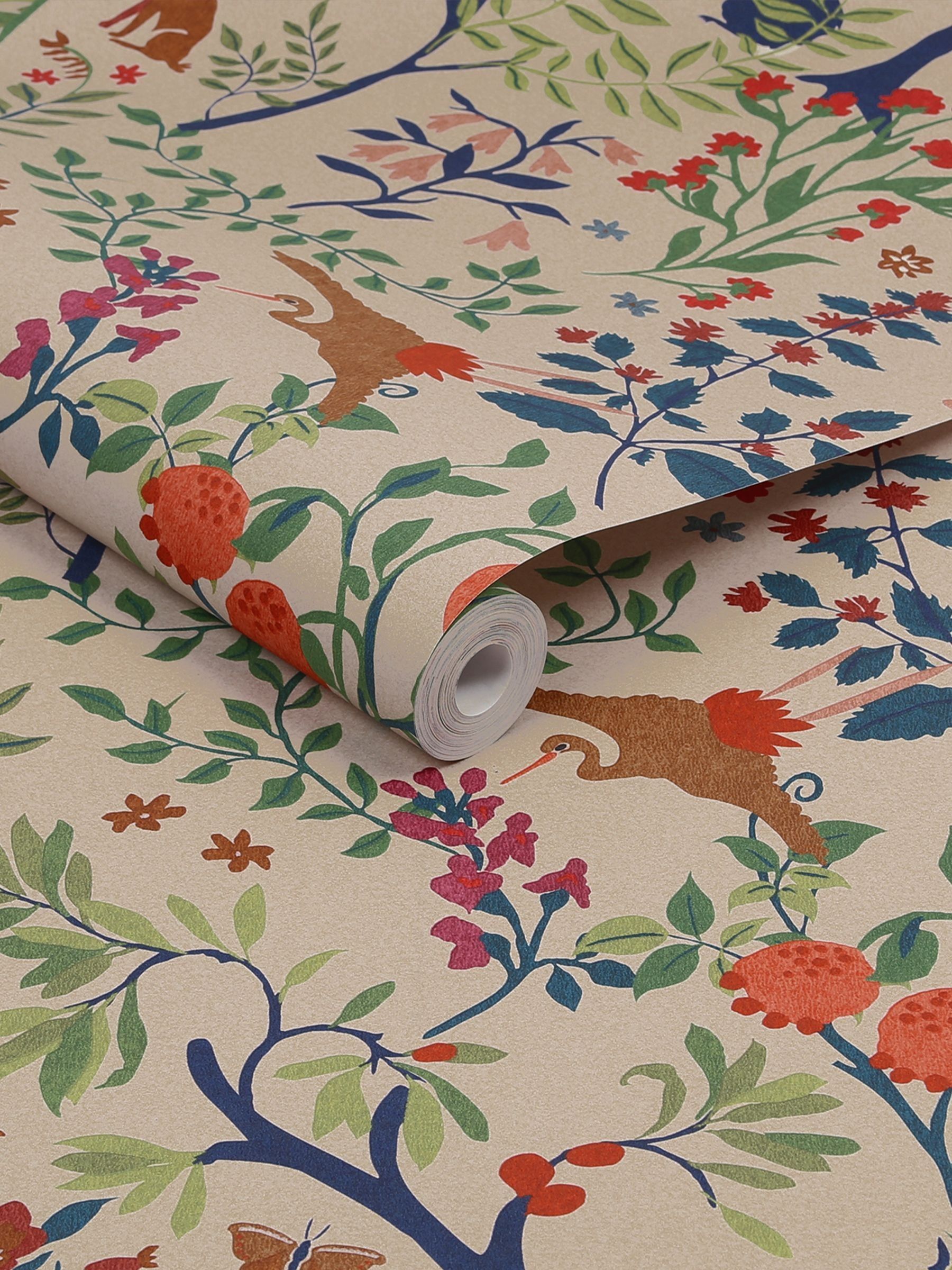 Cream Enchanted Woodland Antique Wallpaper - Image 3 of 4