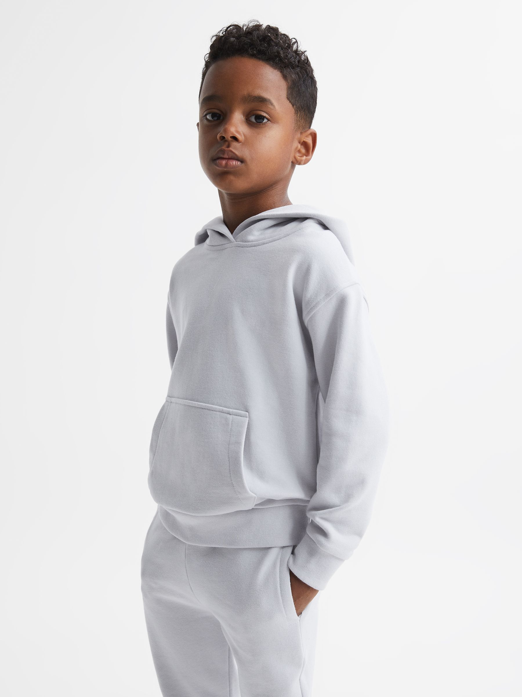 Senior Oversized Cotton Jersey Hoodie in Ice Blue - Image 3 of 6