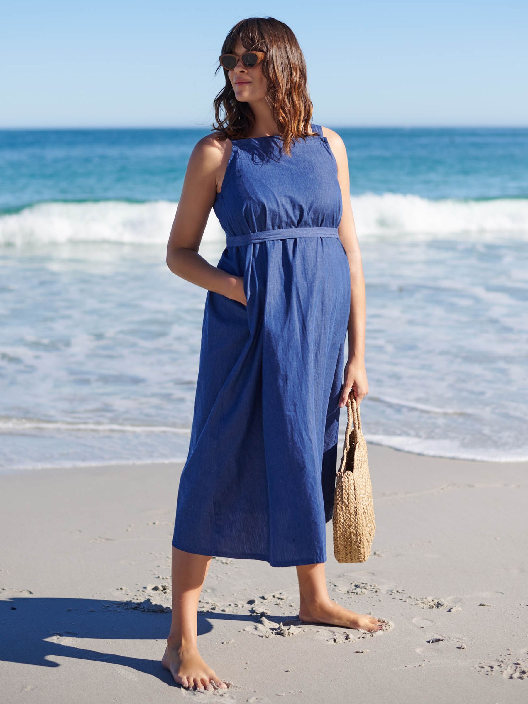 Chambray Maternity & Nursing Dress - Image 1 of 7
