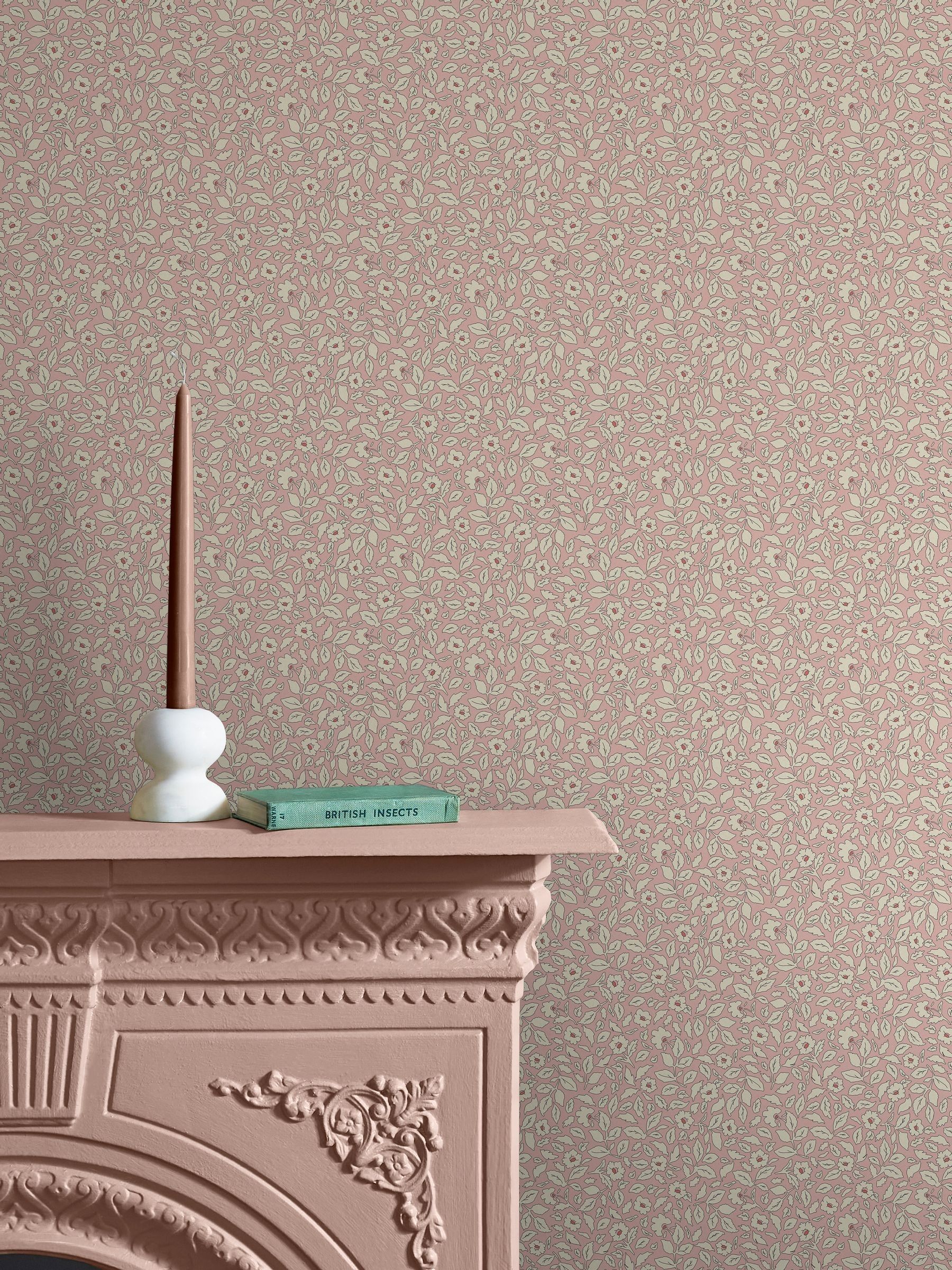 Pink Ditsy Floral Print 10M Wallpaper - Image 1 of 4 Pink Ditsy Floral Print 10M Wallpaper - Image 1 of 4