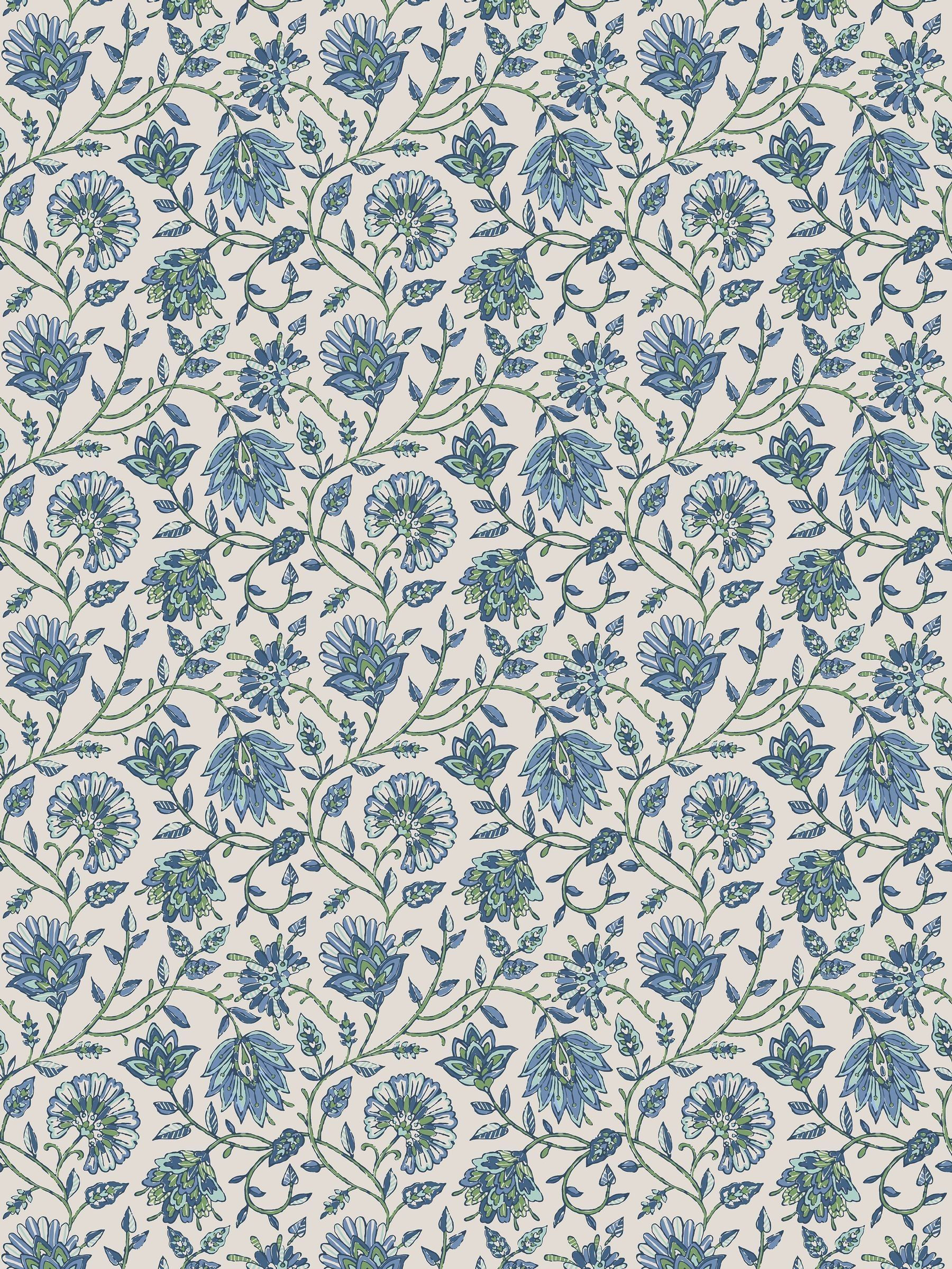 Blue Green Trailing Indienne Floral 10M Wallpaper - Image 2 of 5 Blue Green Trailing Indienne Floral 10M Wallpaper - Image 2 of 5