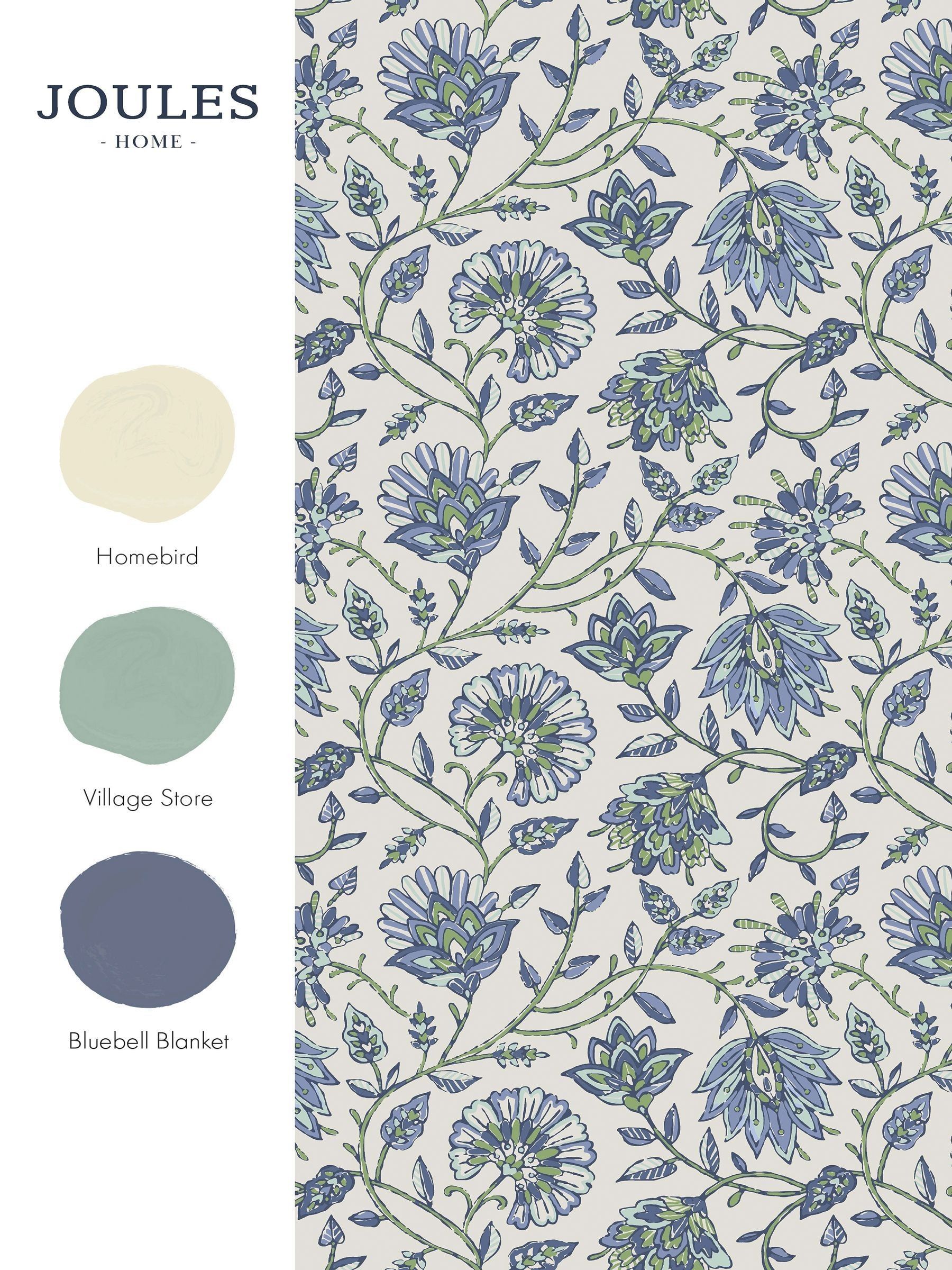 Blue Green Trailing Indienne Floral 10M Wallpaper - Image 4 of 5