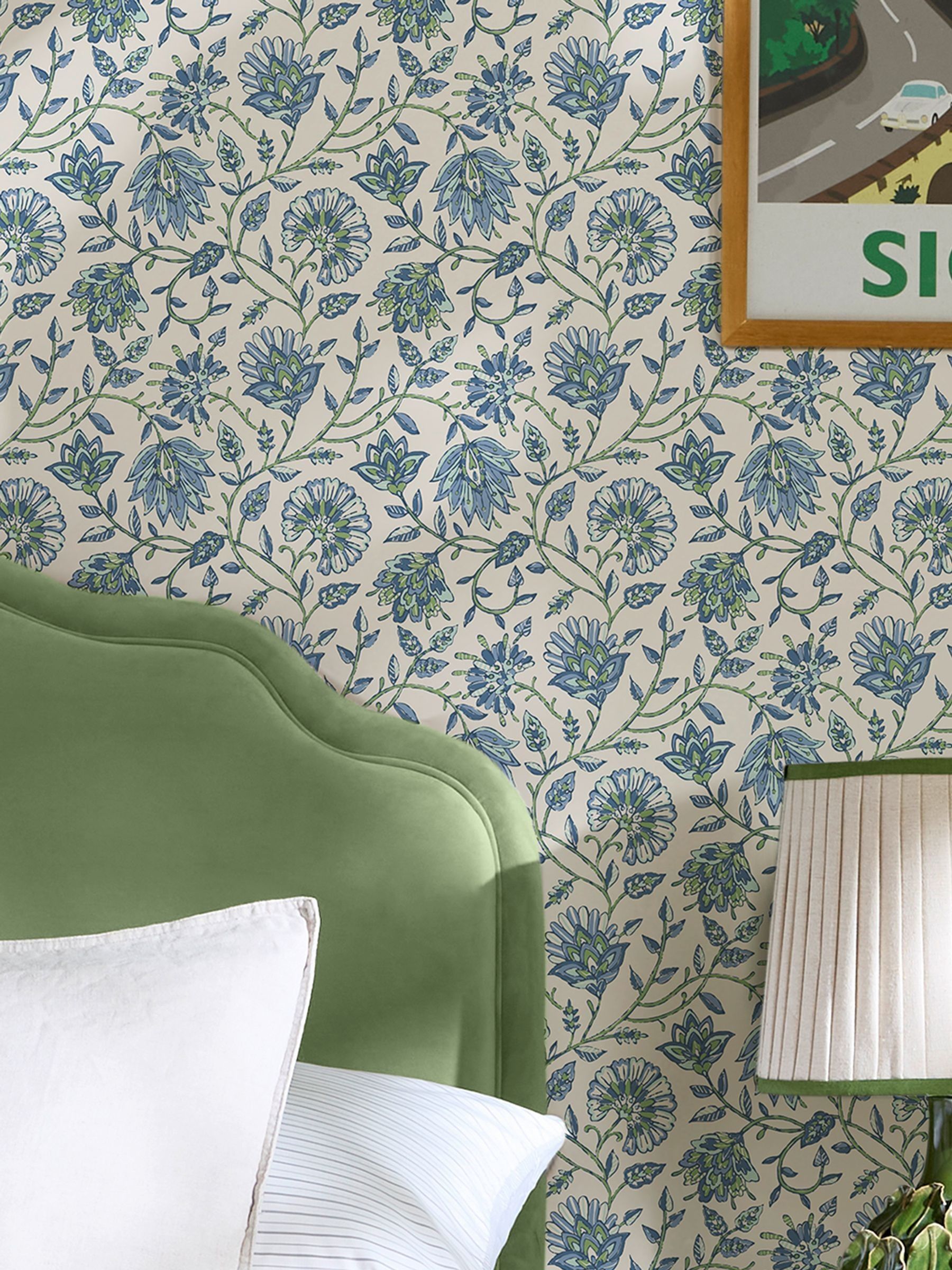 Blue Green Trailing Indienne Floral 10M Wallpaper - Image 5 of 5 Blue Green Trailing Indienne Floral 10M Wallpaper - Image 5 of 5