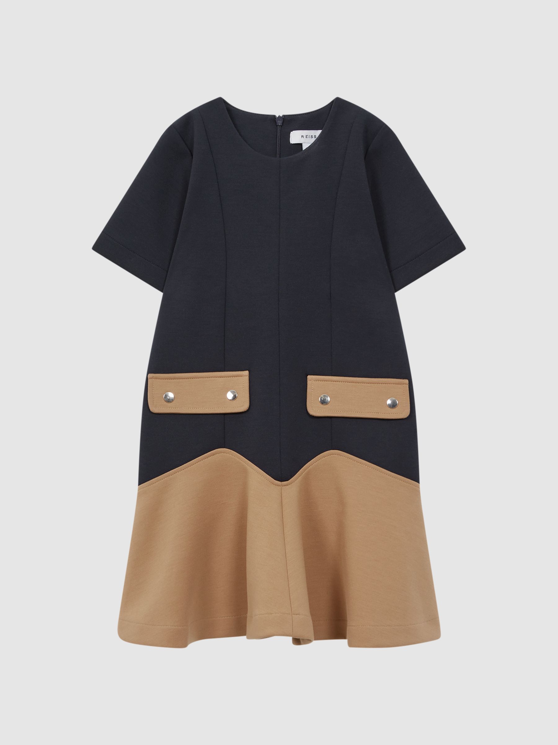 4-9 yrs Contrast Flared Dress in Navy - Image 2 of 6