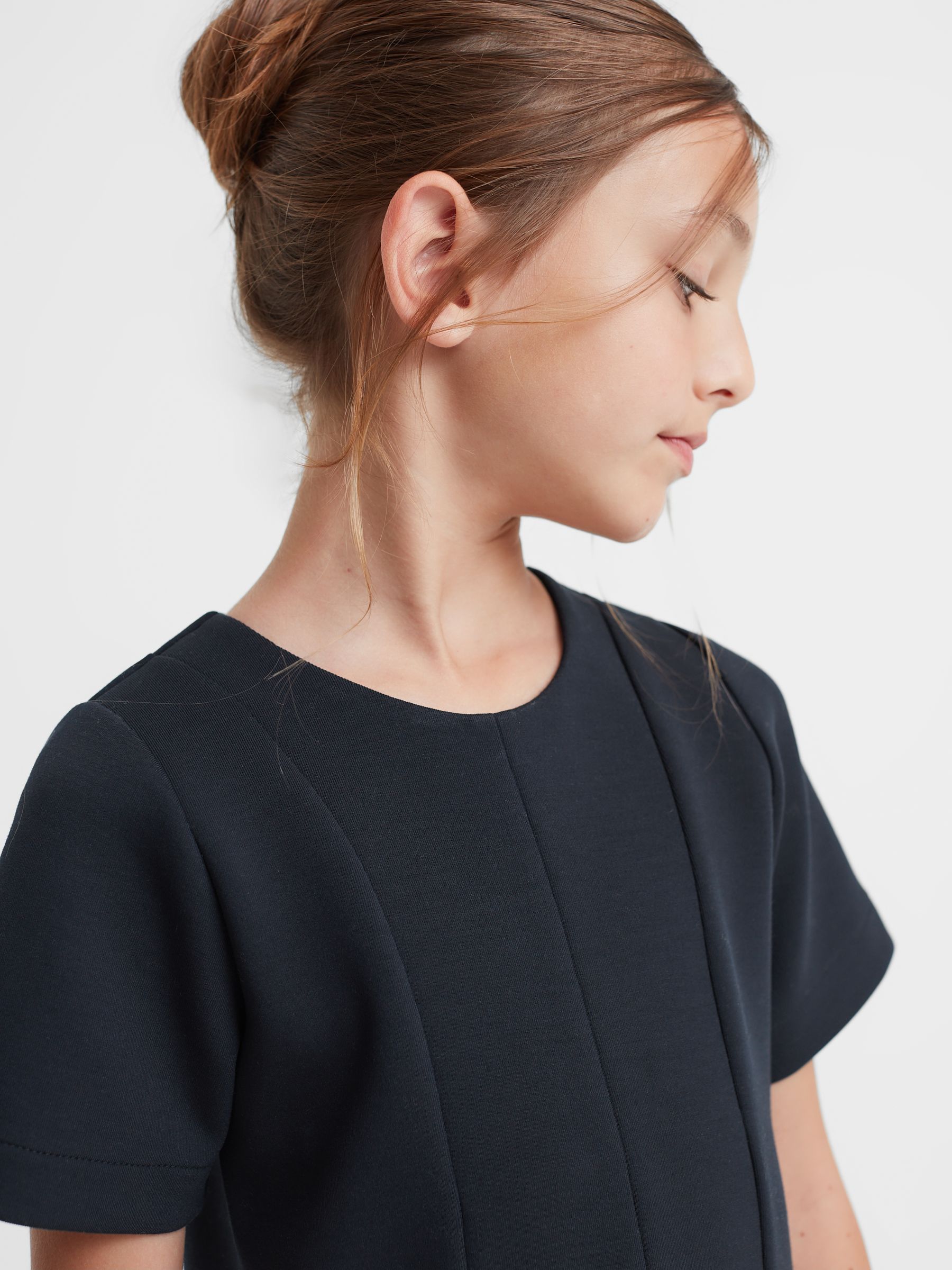 4-9 yrs Contrast Flared Dress in Navy - Image 3 of 6