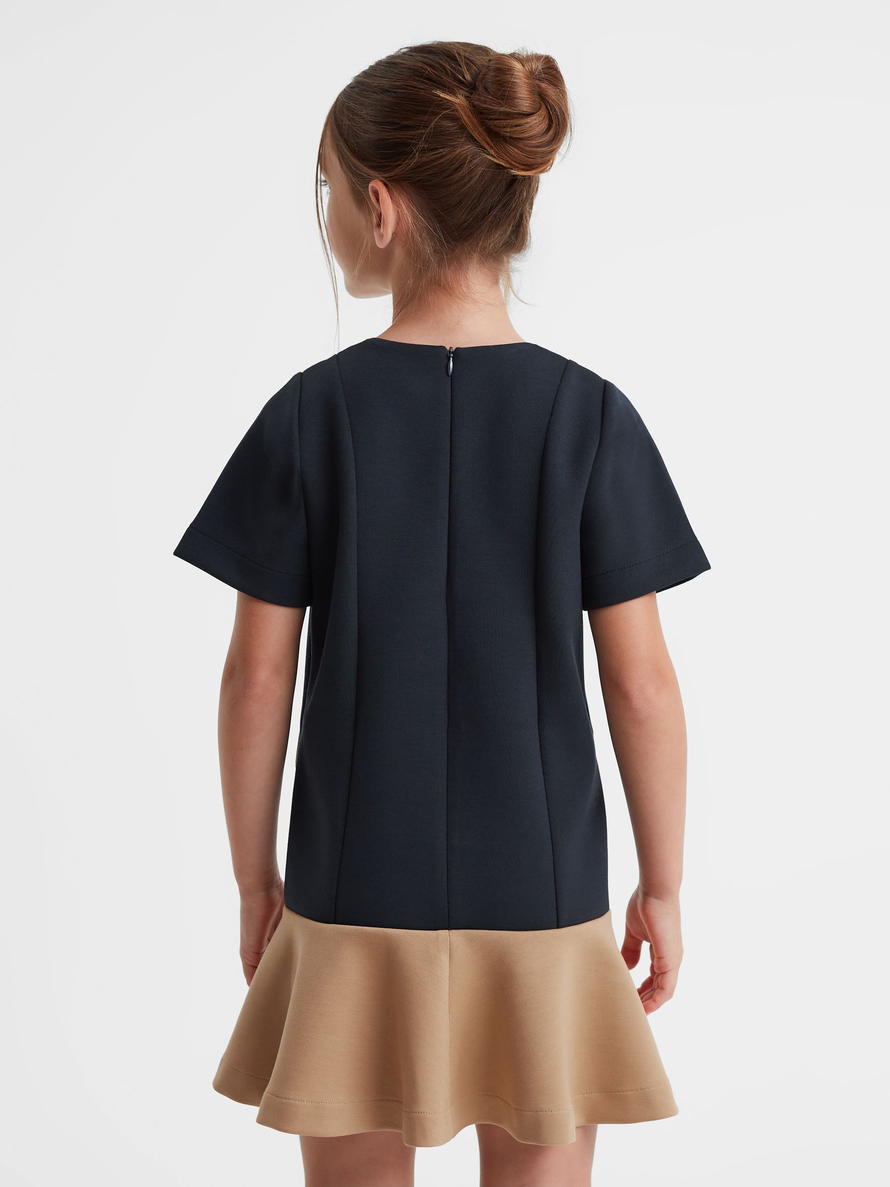 4-9 yrs Contrast Flared Dress in Navy - Image 5 of 6