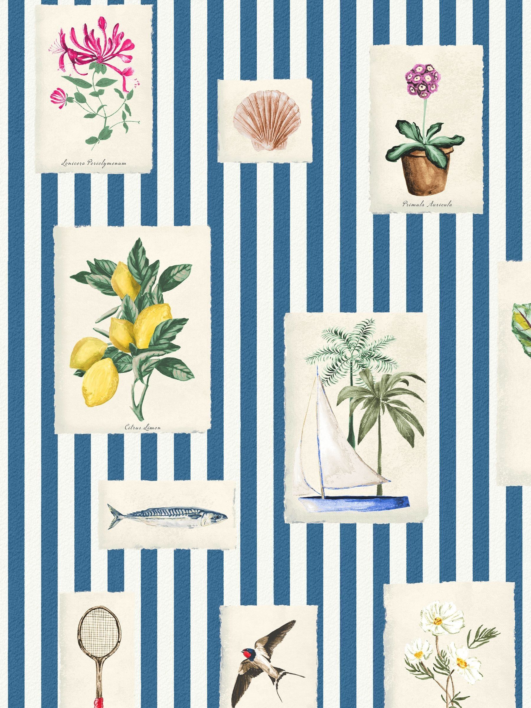Blue Gallery Wall Stripe 10M Wallpaper - Image 2 of 5