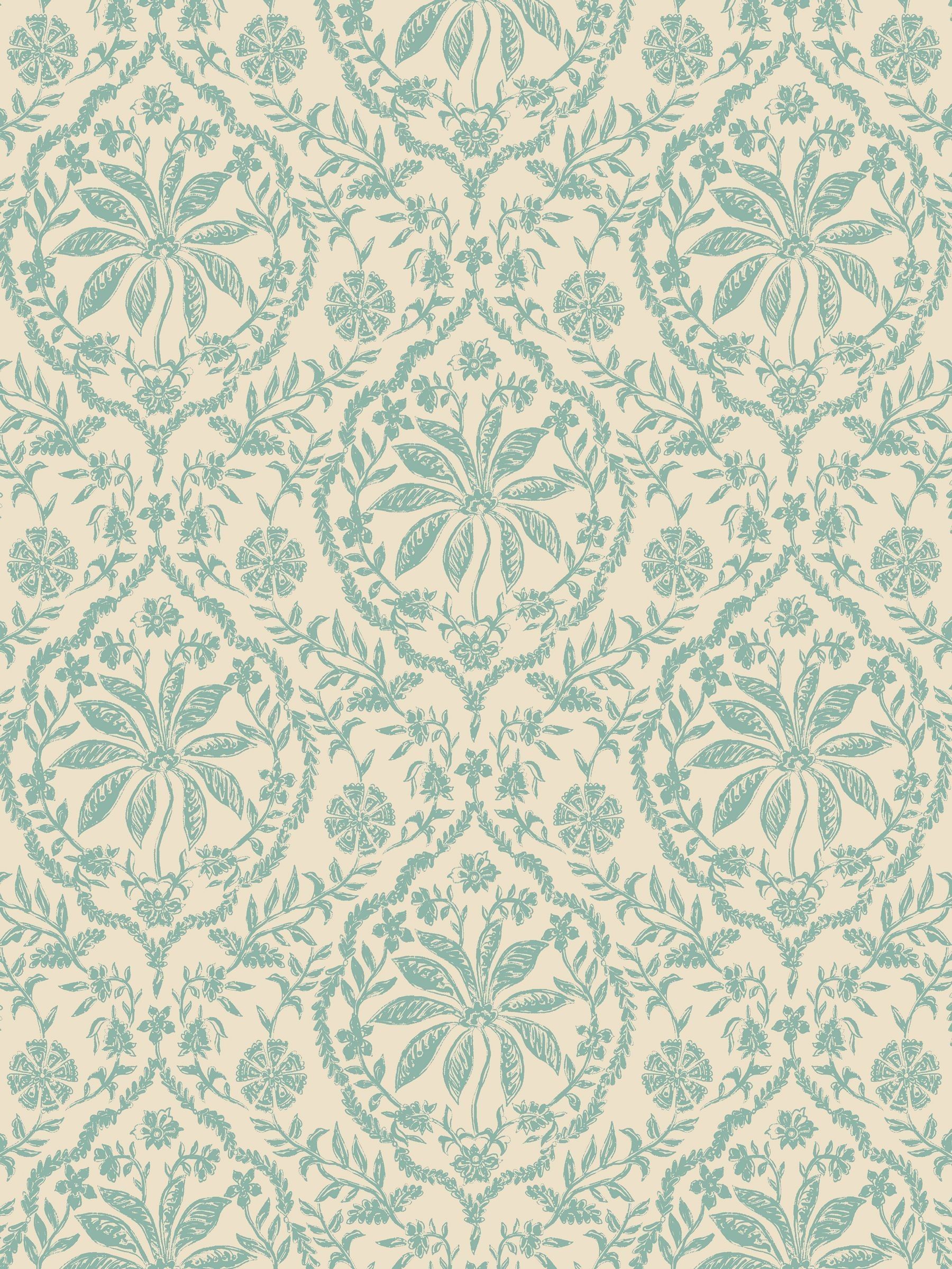 Cream Duck Egg Blue Indienne Palm 10M Wallpaper - Image 3 of 5
