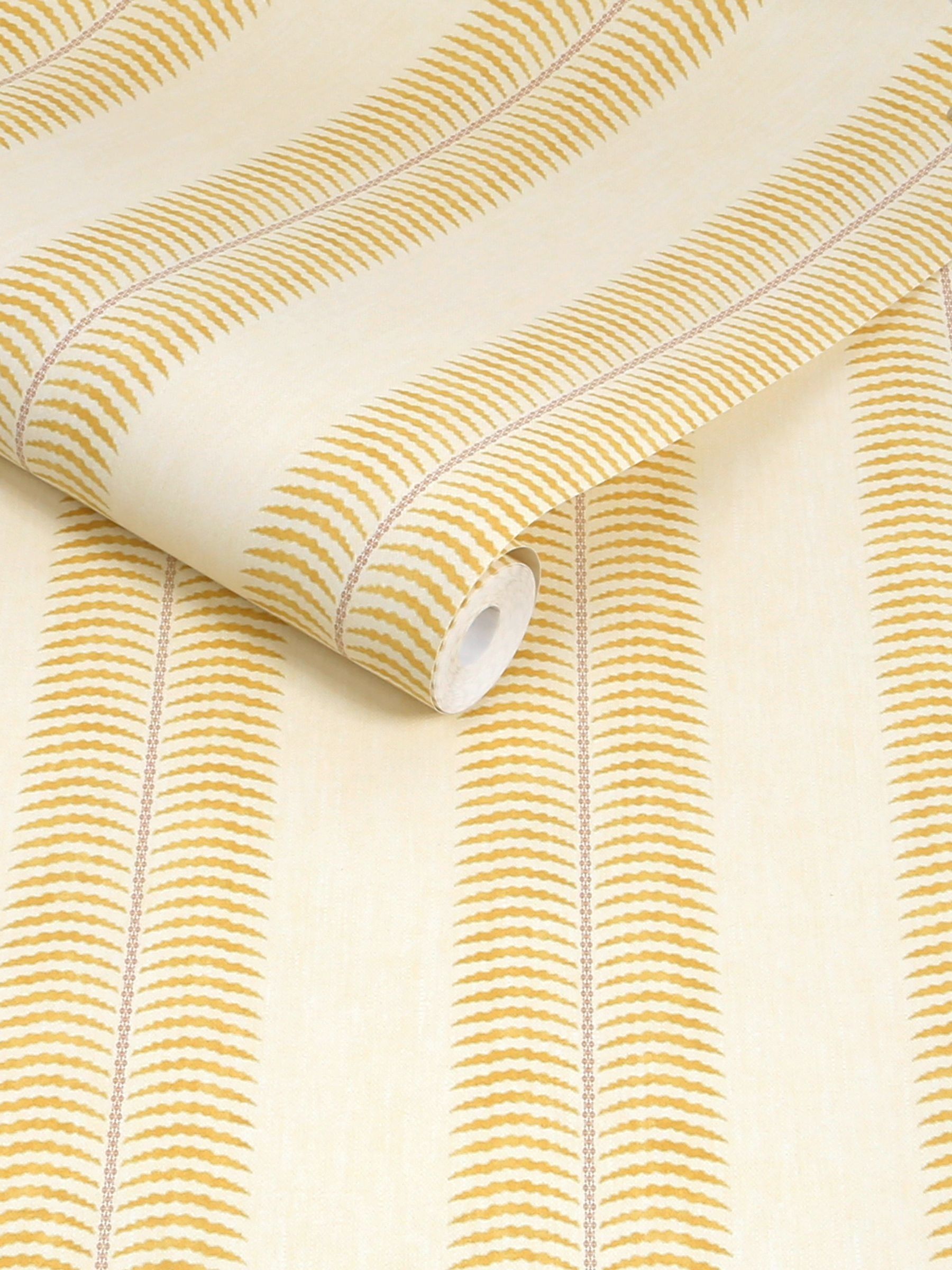Cream Yellow Palm Leaf Stripe 10M Wallpaper - Image 3 of 5