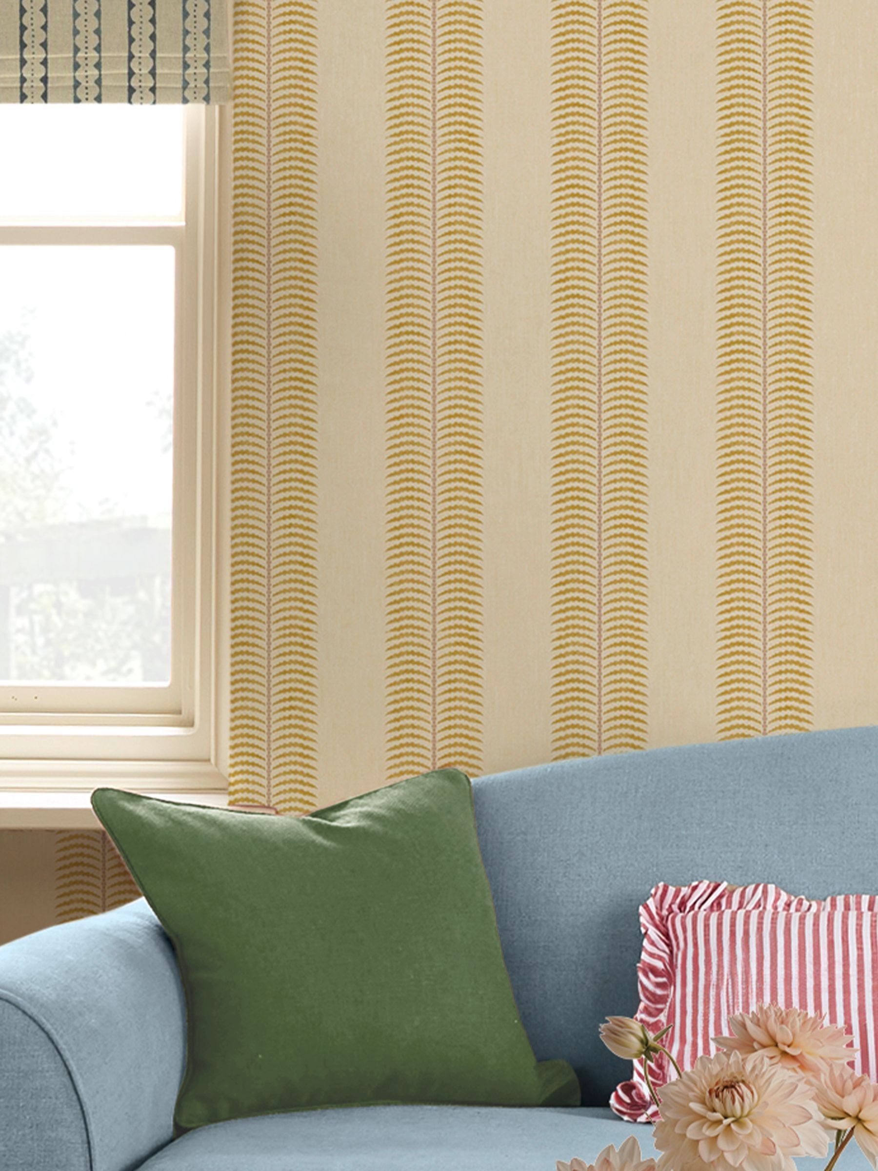 Cream Yellow Palm Leaf Stripe 10M Wallpaper - Image 5 of 5