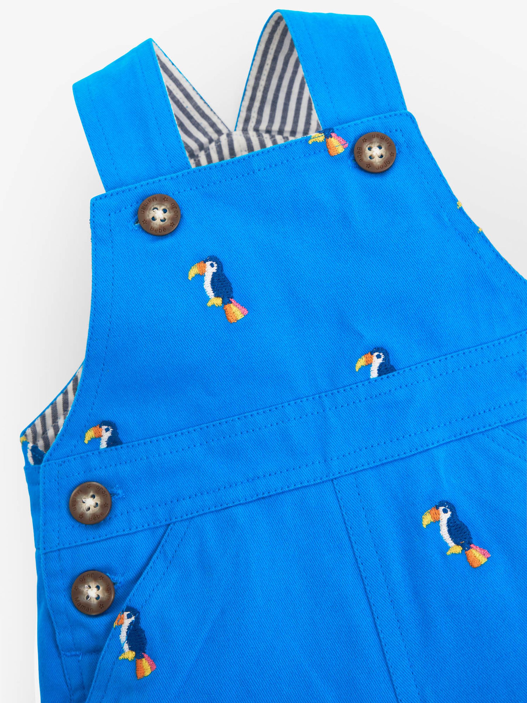 Blue Toucan Embroidered Baby Dungarees - Image 2 of 3