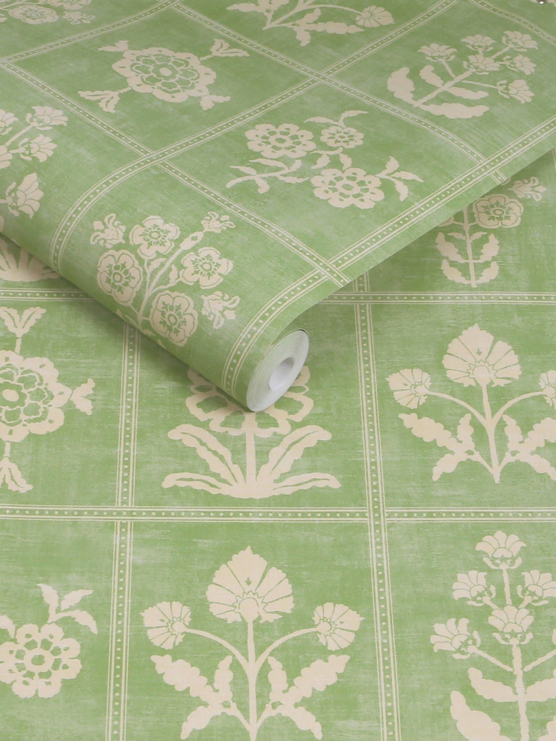 Pistachio Green Garden Floral Grid 10M Wallpaper - Image 4 of 5