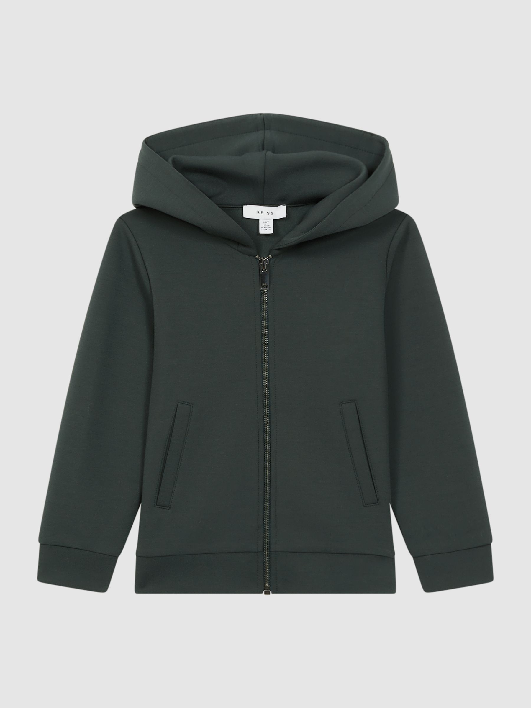 Senior Zip-Through Hoodie in Forest Green - Image 2 of 6