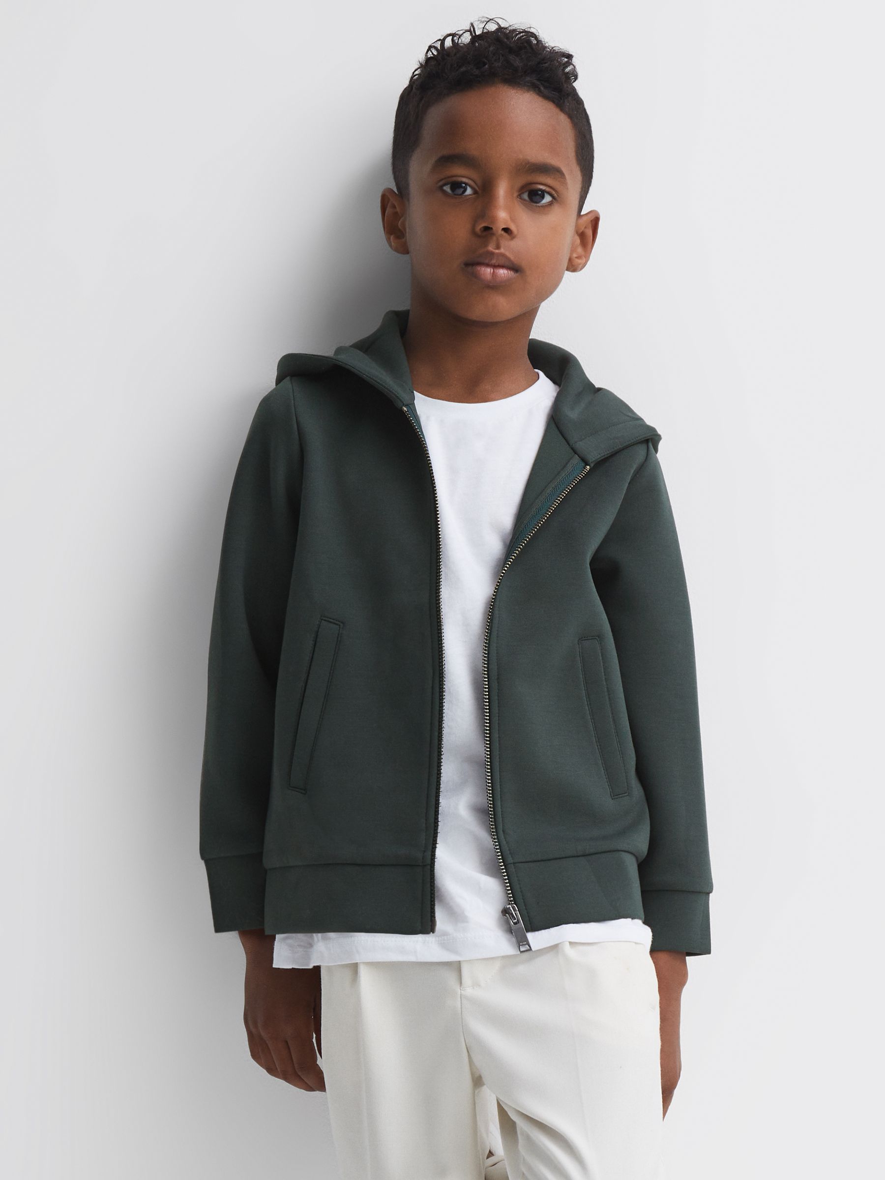 Senior Zip-Through Hoodie in Forest Green - Image 4 of 6