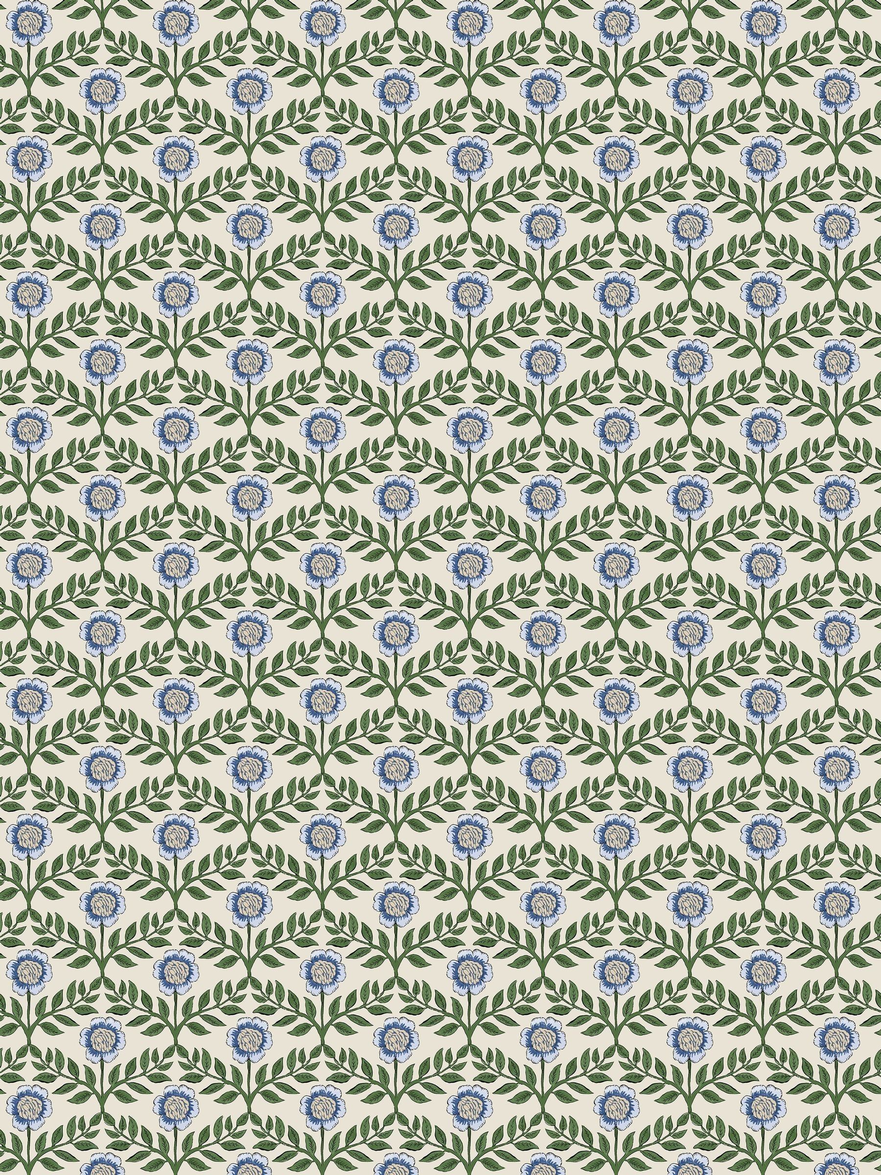 Green Blue Stately Floral 10M Wallpaper - Image 2 of 5