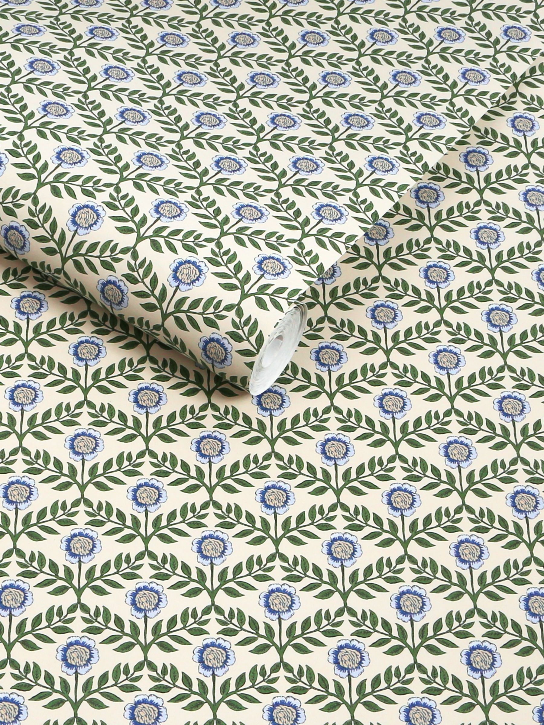 Green Blue Stately Floral 10M Wallpaper - Image 3 of 5