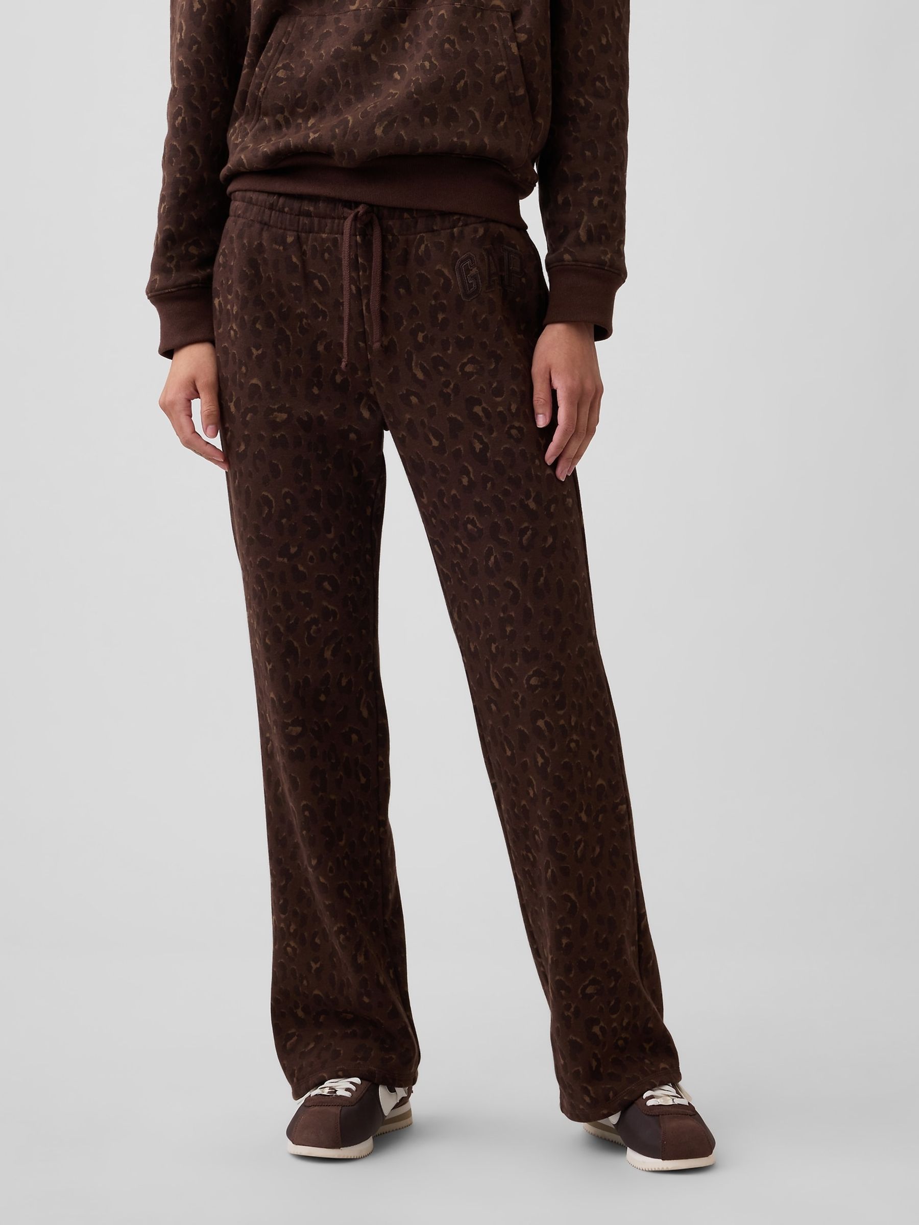 Brown Leopard Logo Straight Joggers - Image 1 of 5