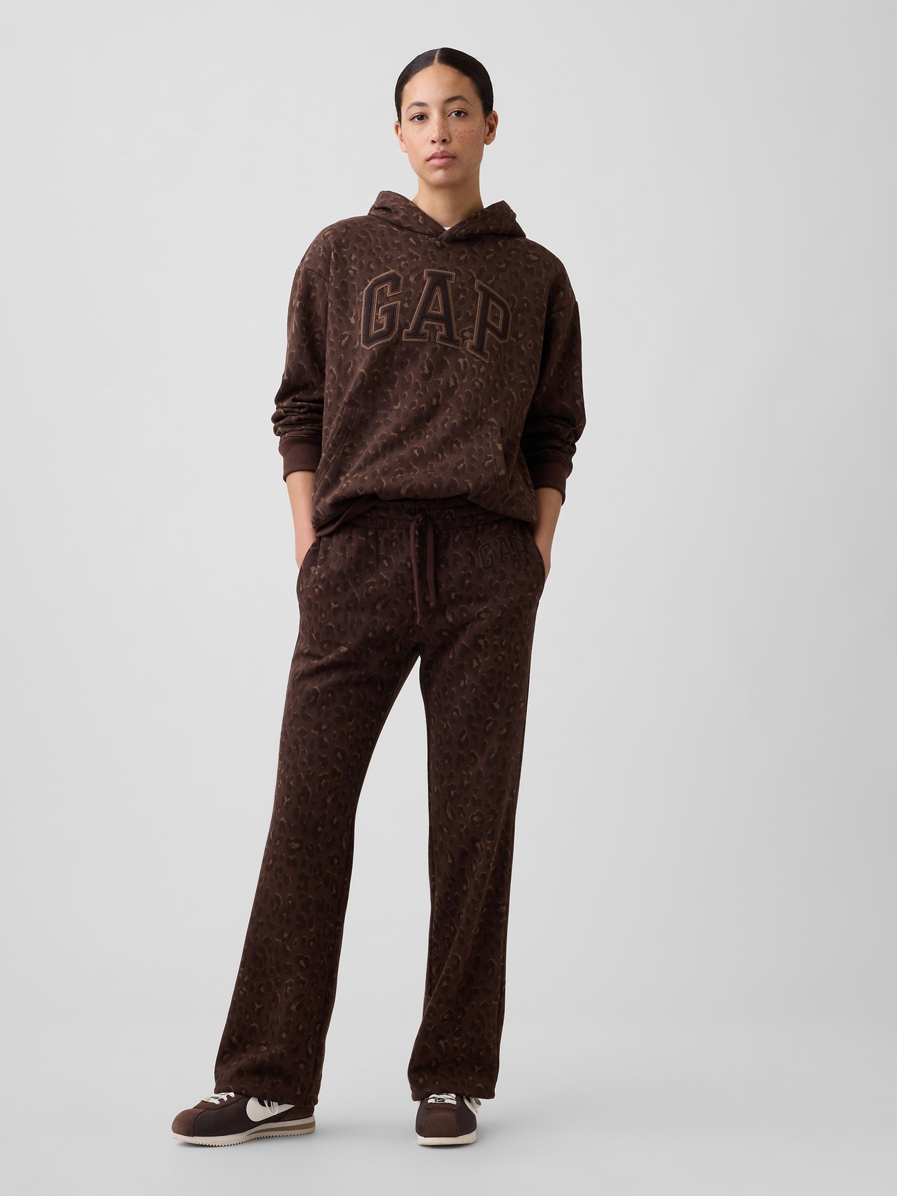 Brown Leopard Logo Straight Joggers - Image 3 of 5