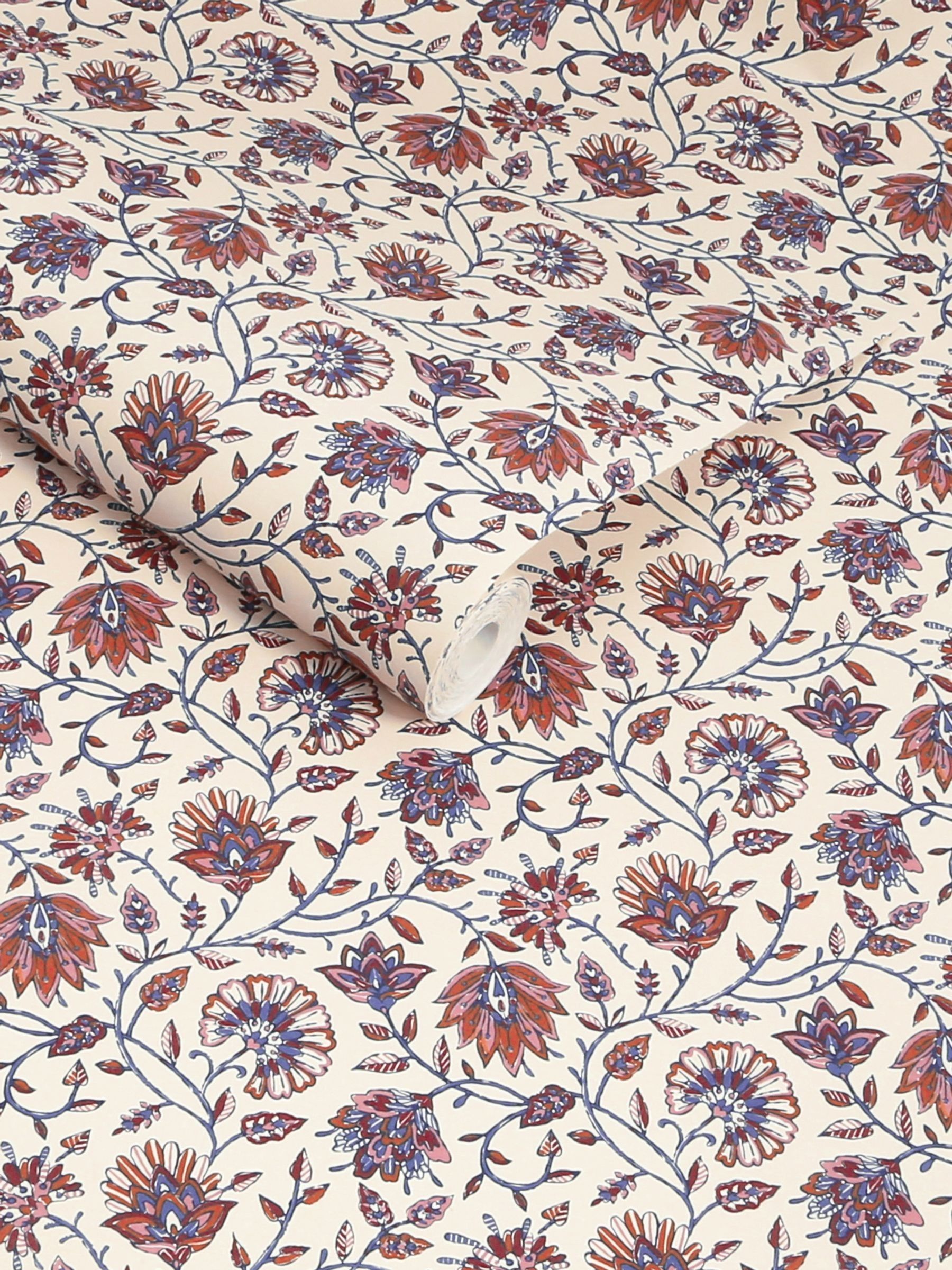 Blue Orange Trailing Indienne Floral 10M Wallpaper - Image 4 of 5