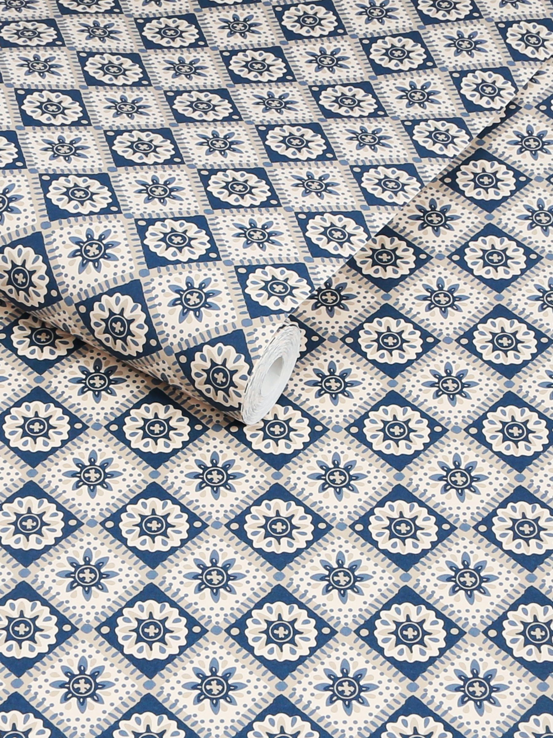 Navy Cream Meadow Geo 10M Wallpaper - Image 3 of 5