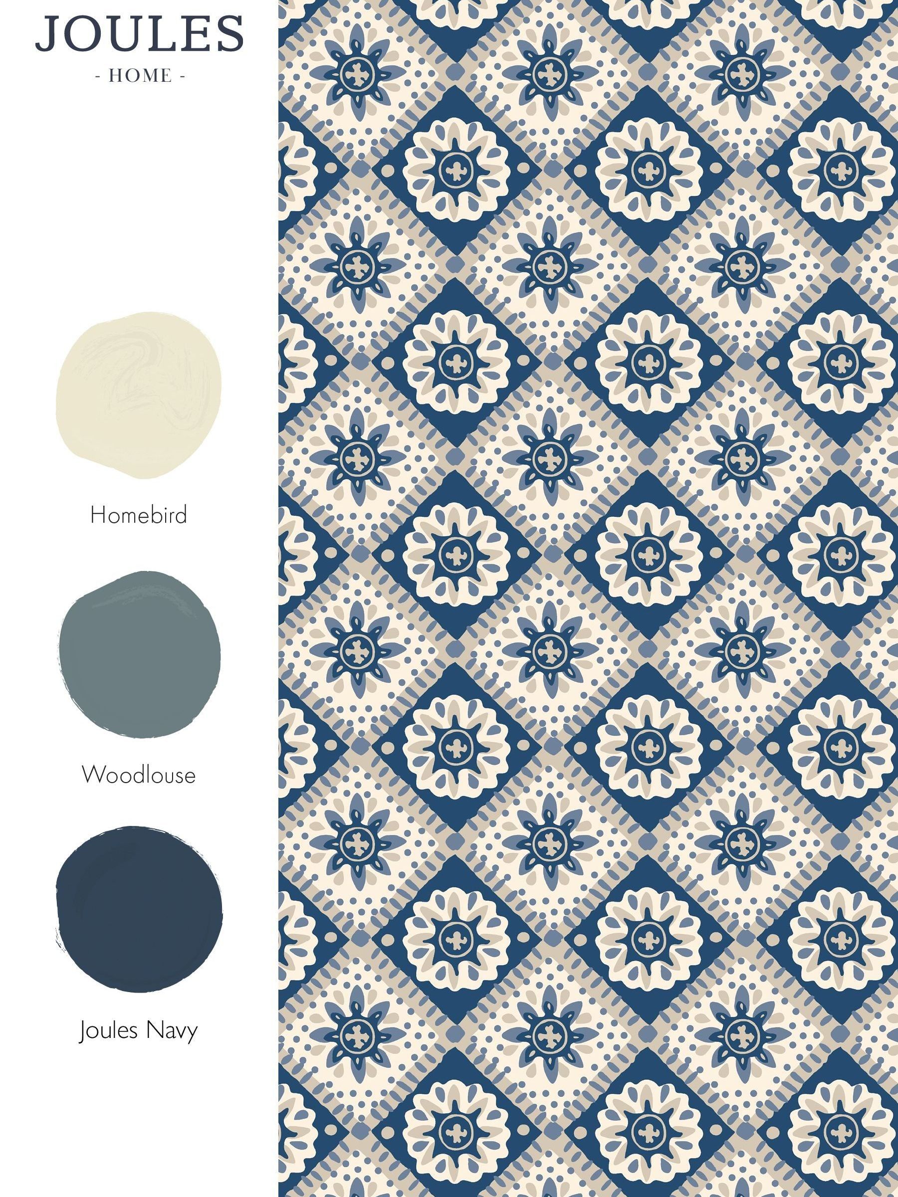Navy Cream Meadow Geo 10M Wallpaper - Image 4 of 5
