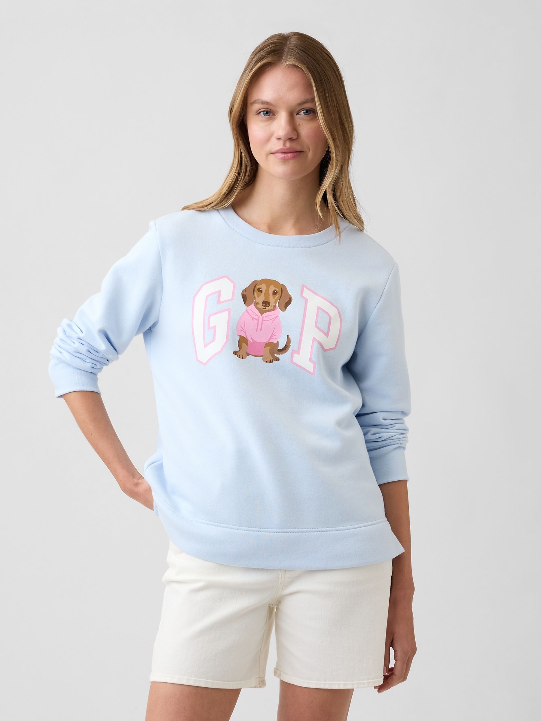 Blue/Pink Relaxed Gap Logo Sweatshirt - Image 1 of 5 Blue/Pink Relaxed Gap Logo Sweatshirt - Image 1 of 5