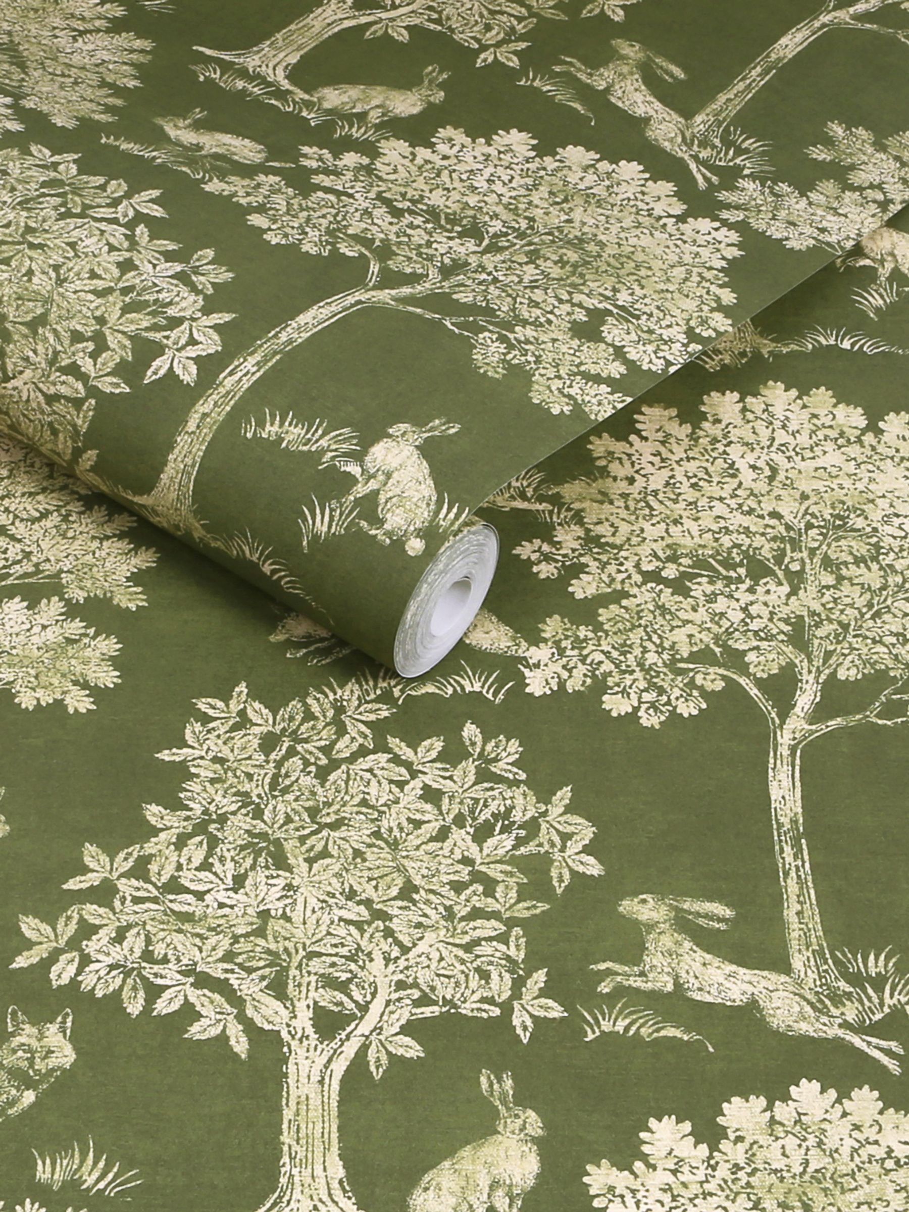 Olive Green Fox and Hare 10M Wallpaper - Image 3 of 5