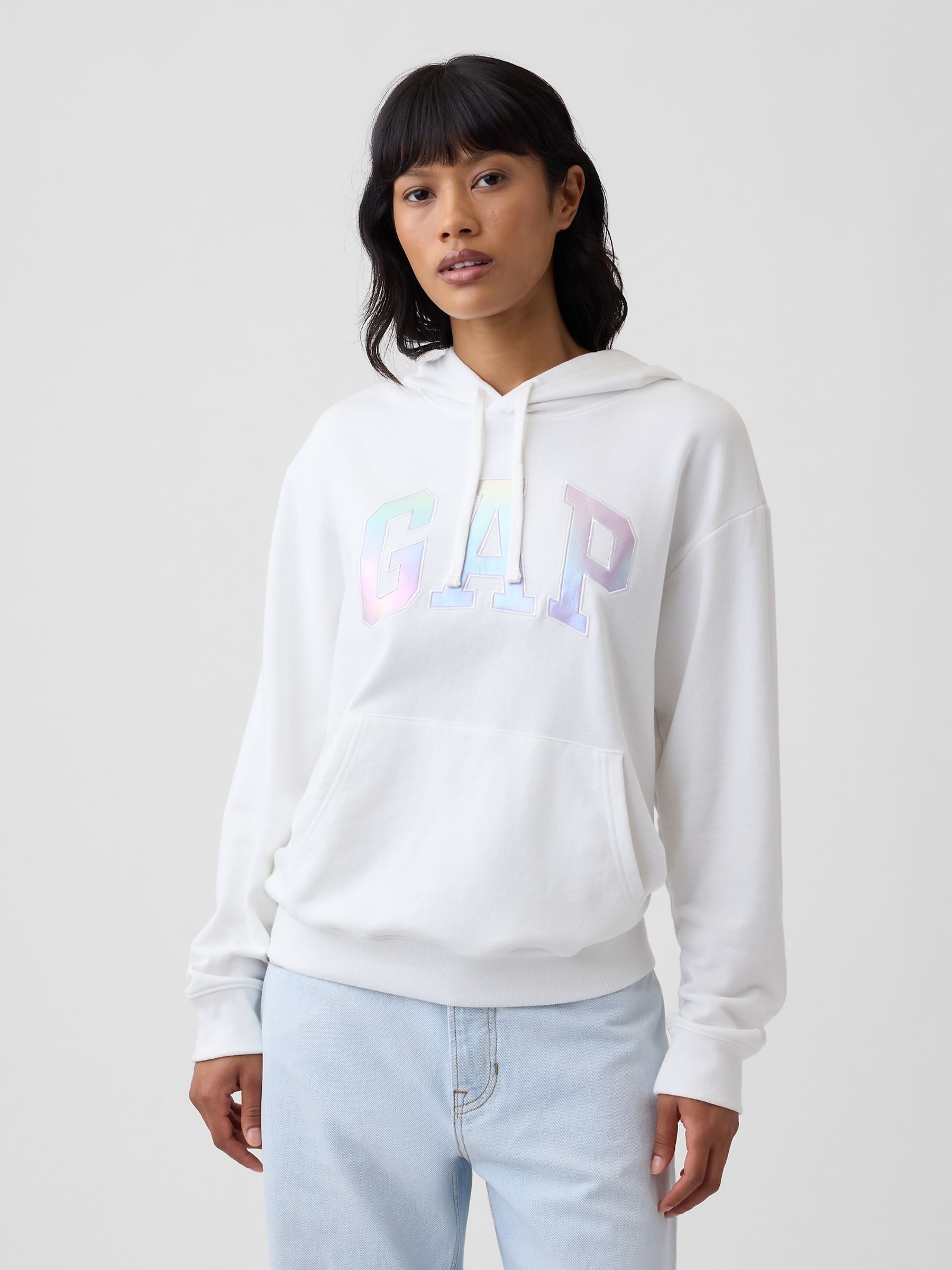 White Iridescent Logo Hoodie - Image 1 of 4