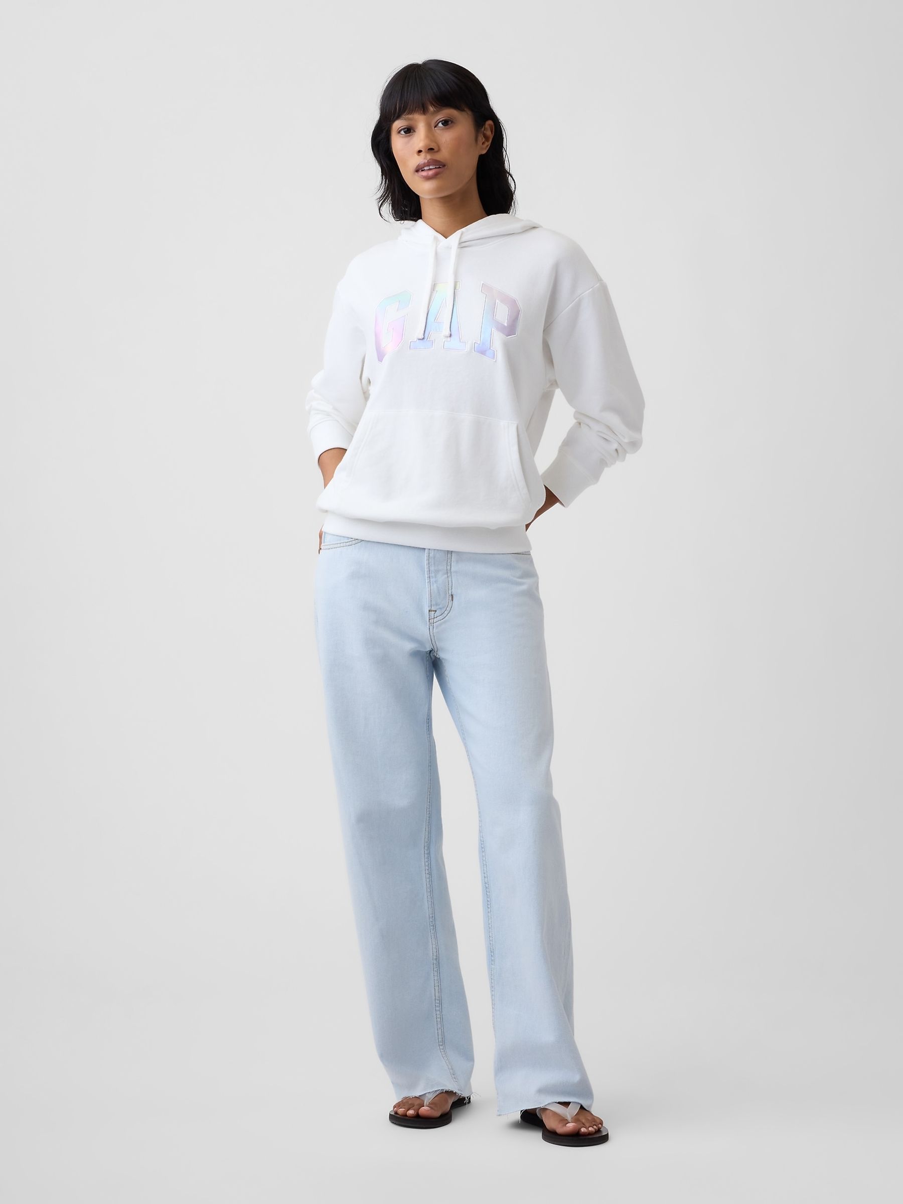 White Iridescent Logo Hoodie - Image 3 of 4