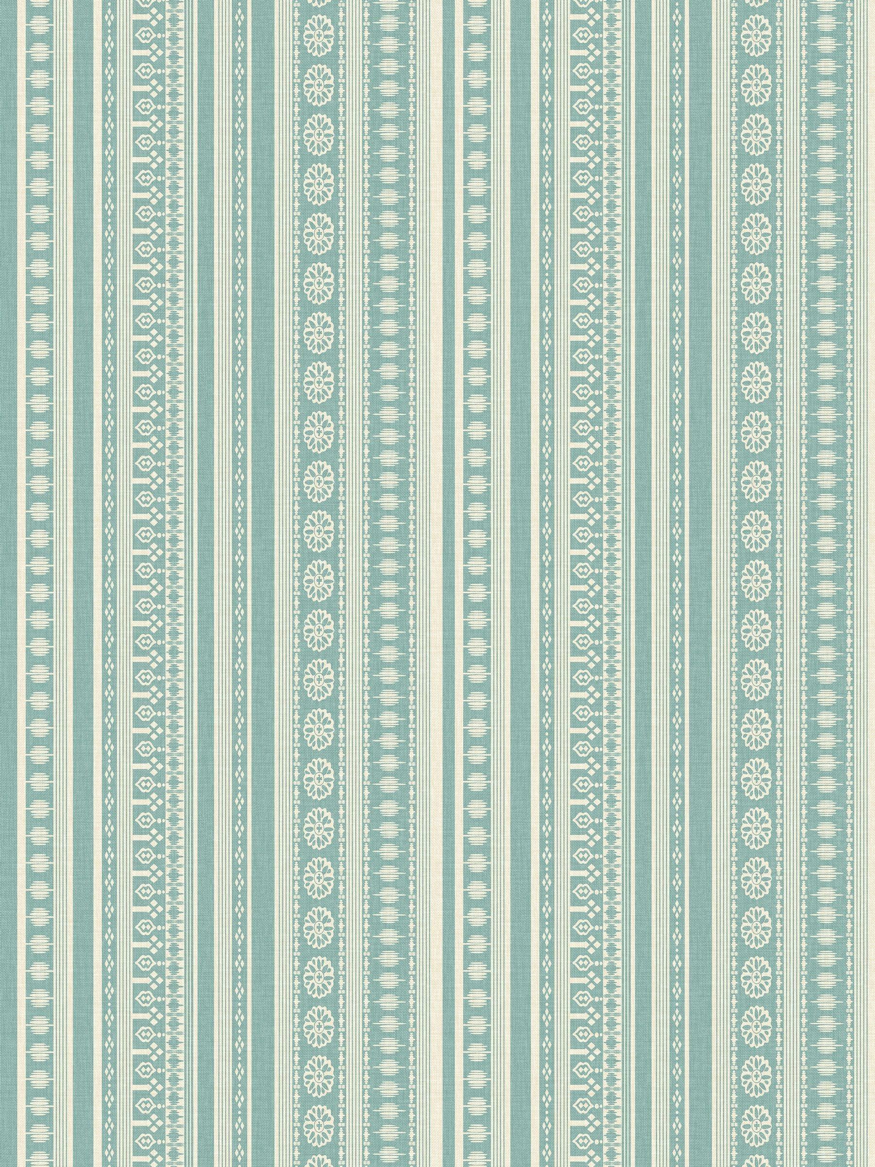 Duck Egg Blue Cream Decorative Stripe 10M Wallpaper - Image 2 of 5