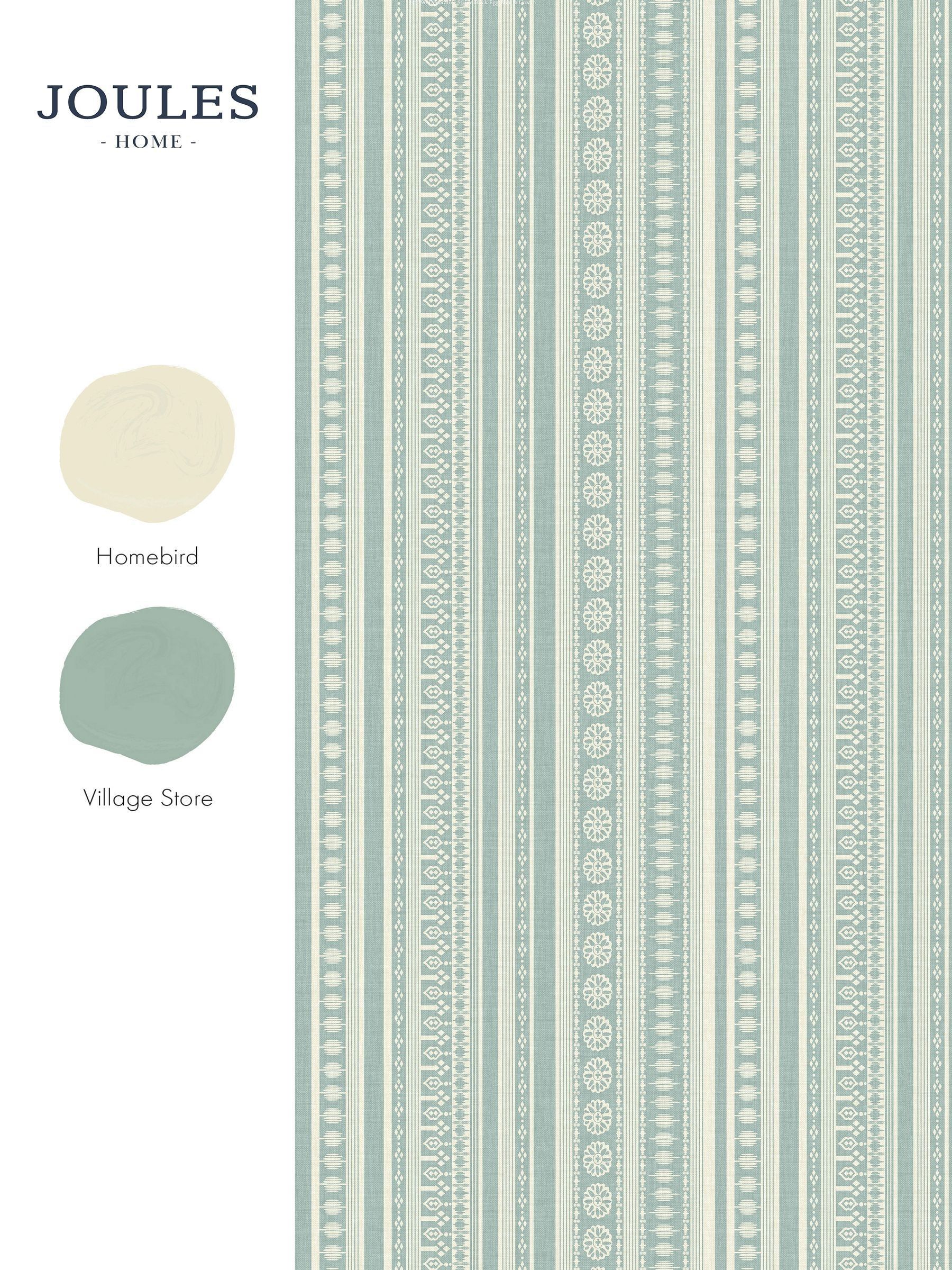 Duck Egg Blue Cream Decorative Stripe 10M Wallpaper - Image 4 of 5
