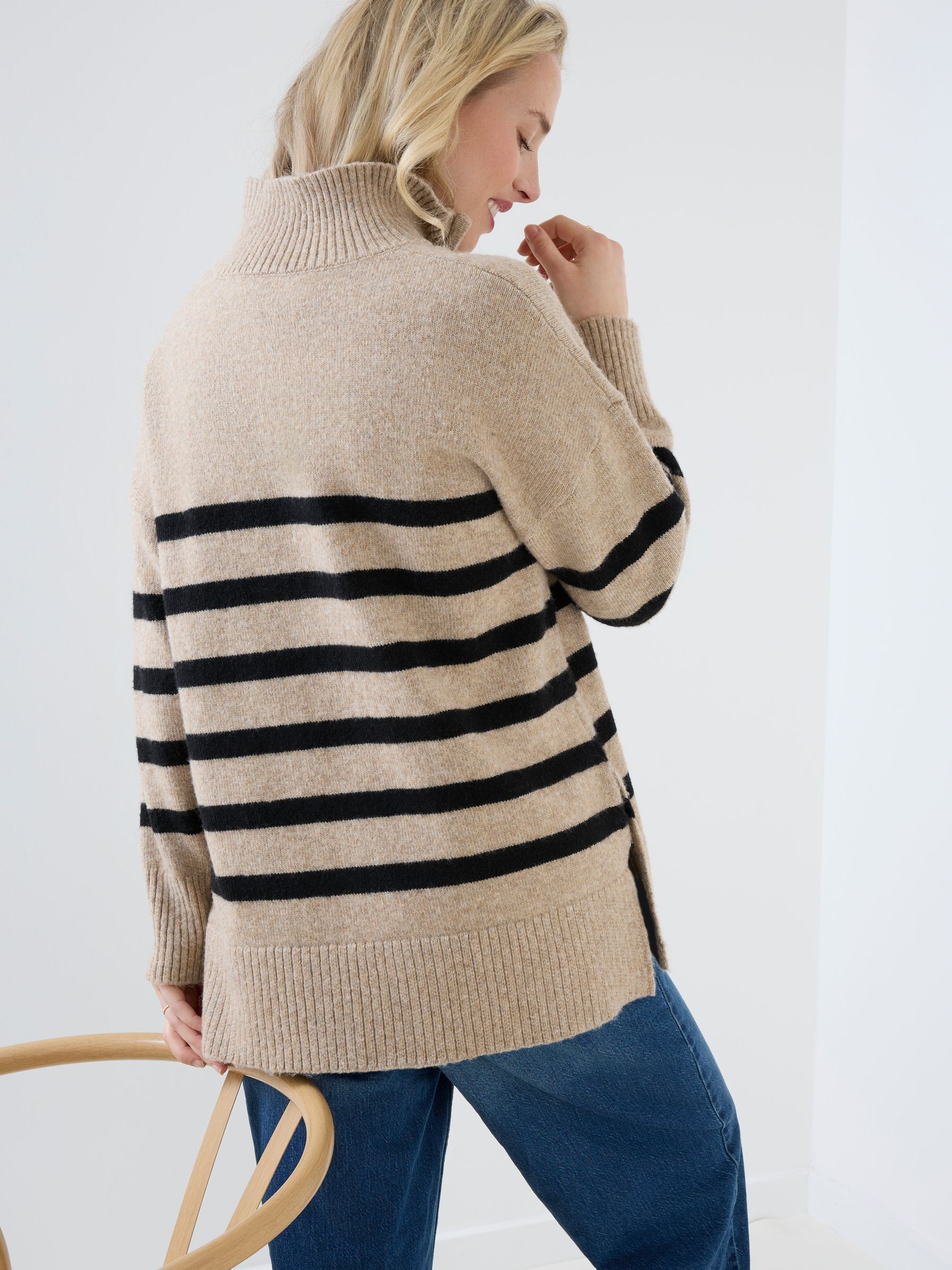 Cream Maternity & Nursing Long Sleeve Zip Neck Jumper - Image 3 of 5
