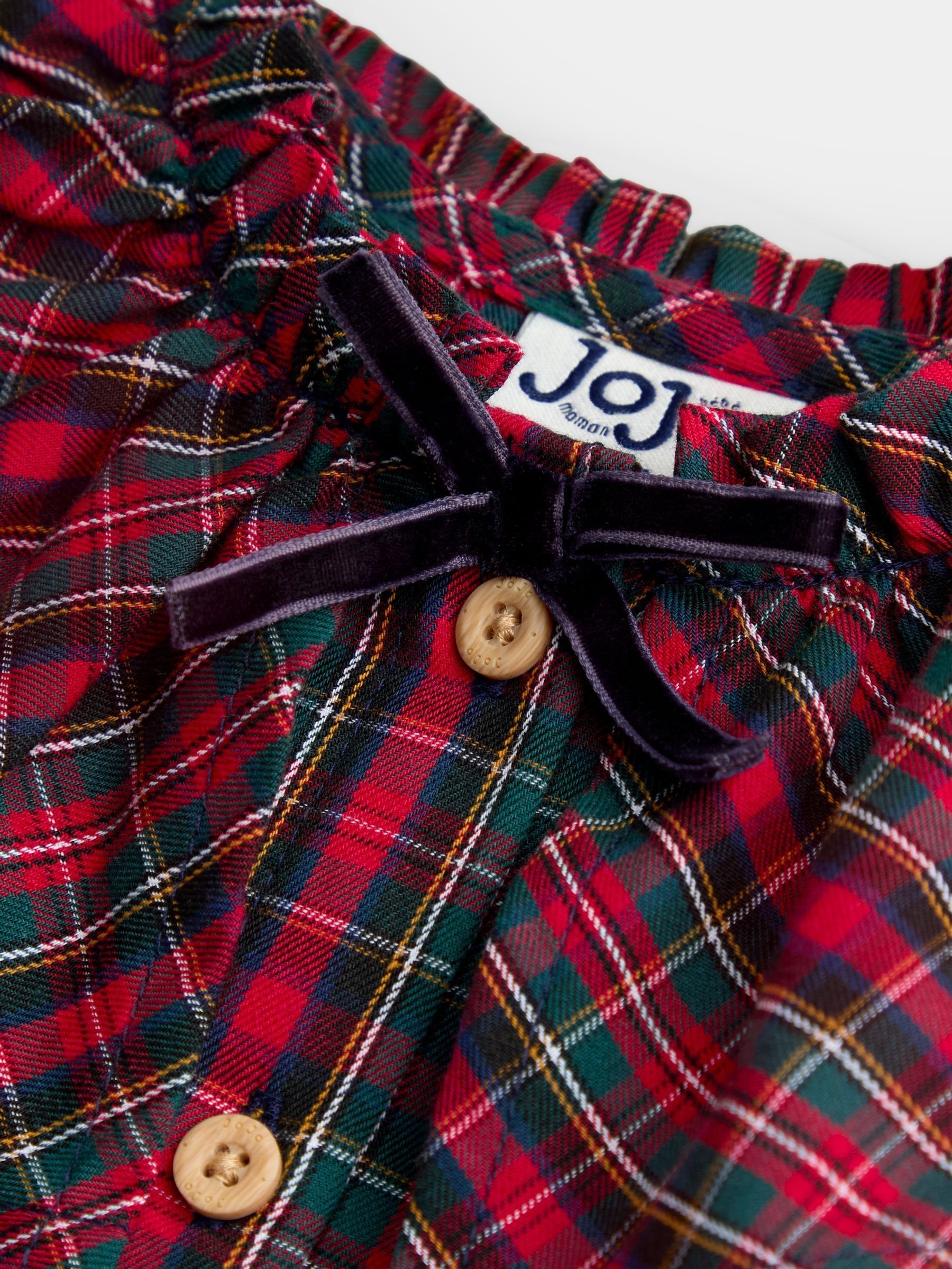 Red Tartan Check Collared Blouse & Cord Skirt Set - Image 6 of 7