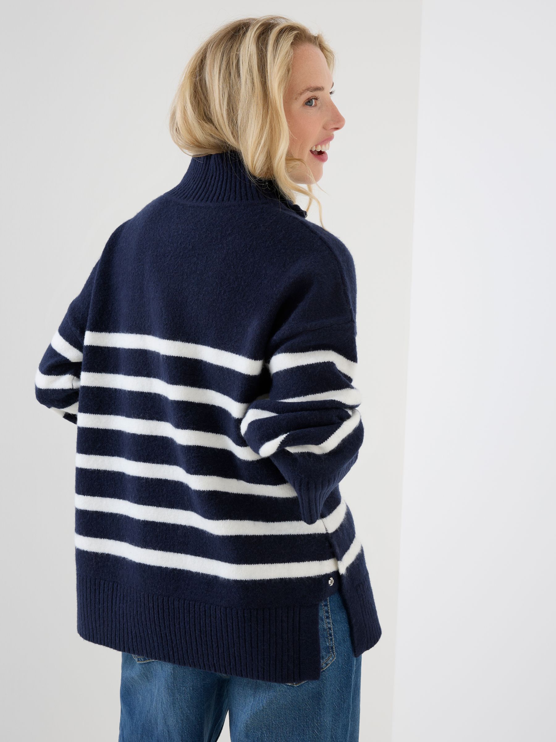 Navy Blue Long Sleeve Zip Neck Maternity & Nursing Jumper - Image 4 of 6