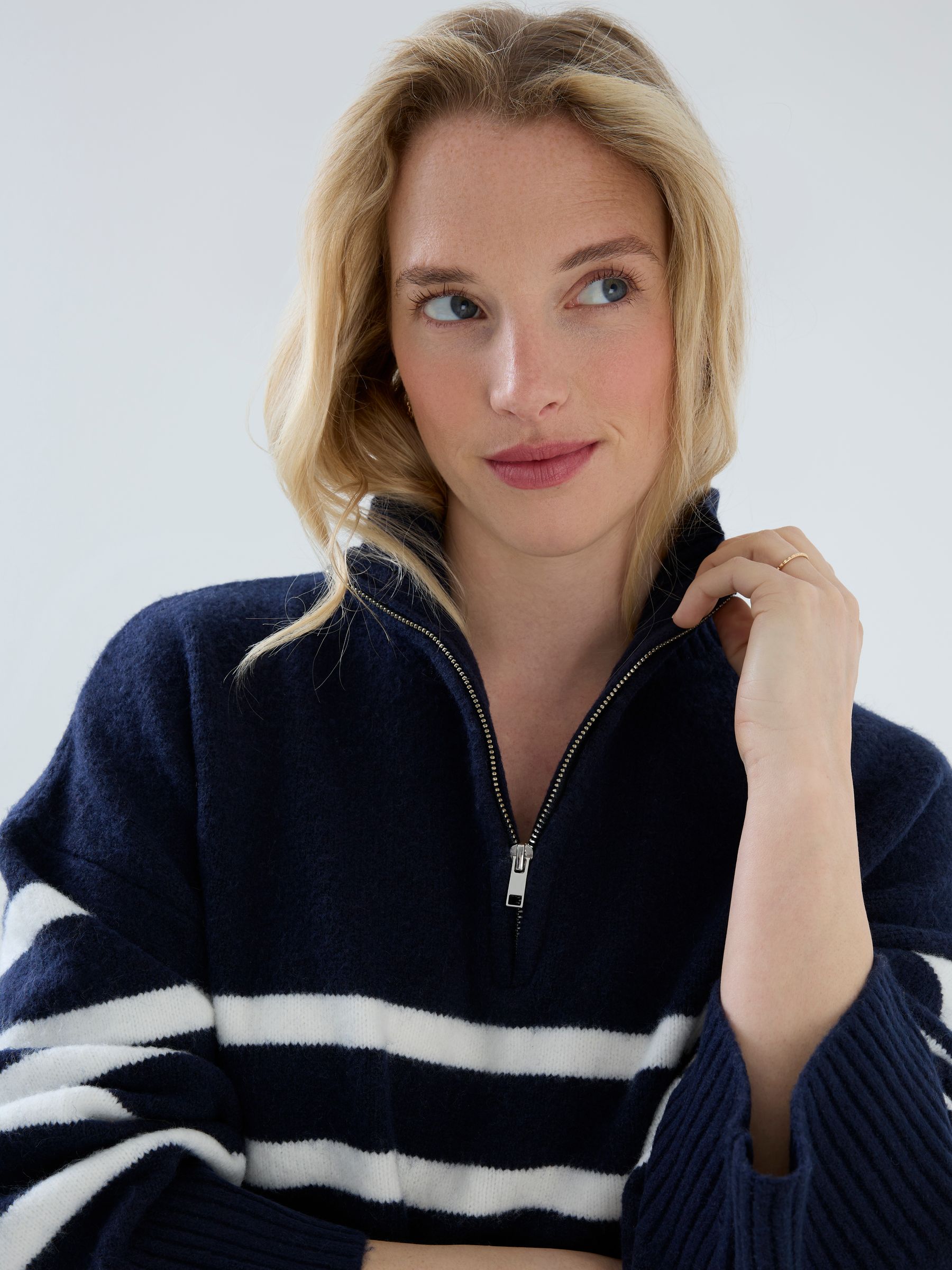 Navy Blue Long Sleeve Zip Neck Maternity & Nursing Jumper - Image 5 of 6