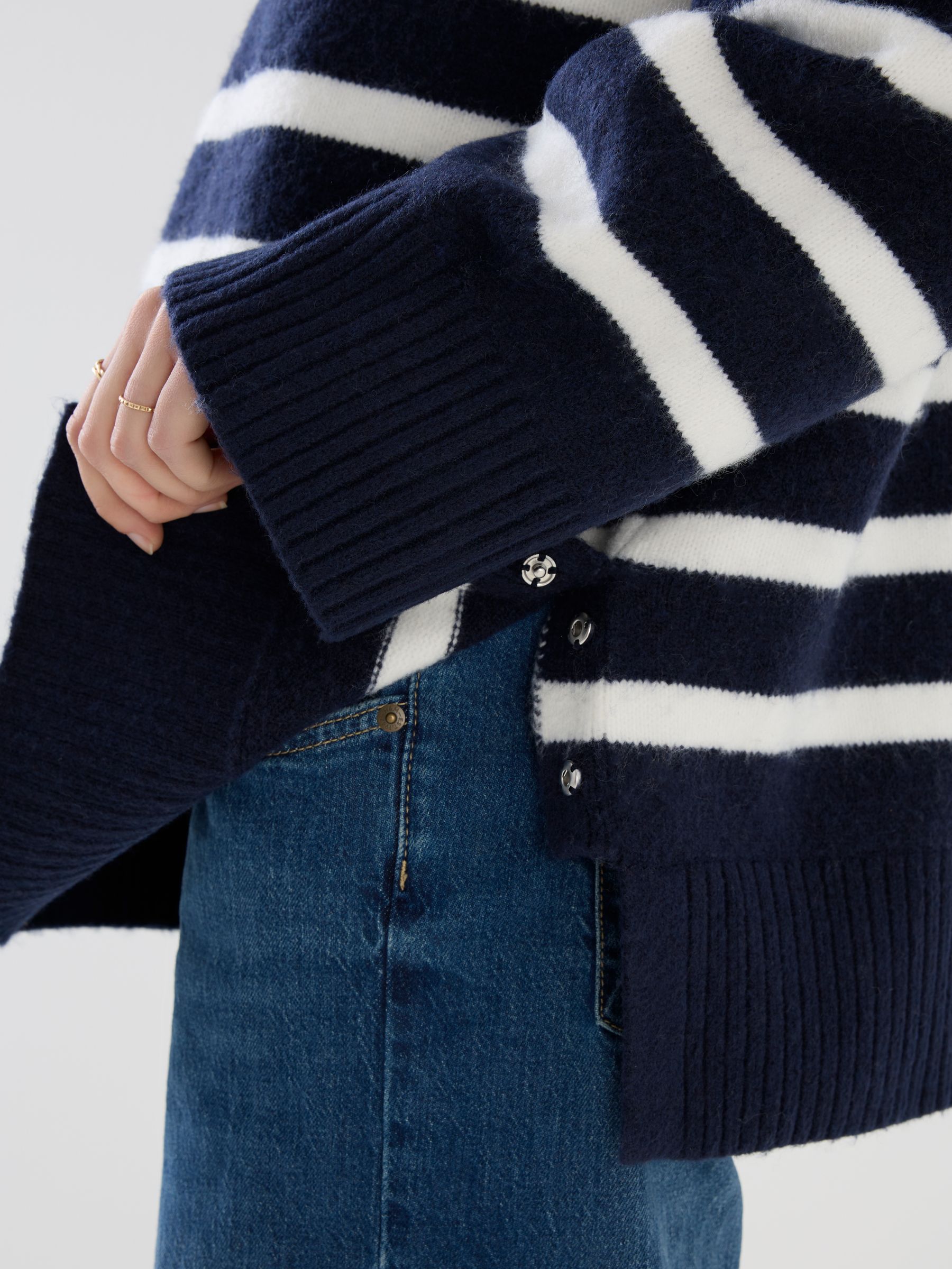Navy Blue Long Sleeve Zip Neck Maternity & Nursing Jumper - Image 6 of 6