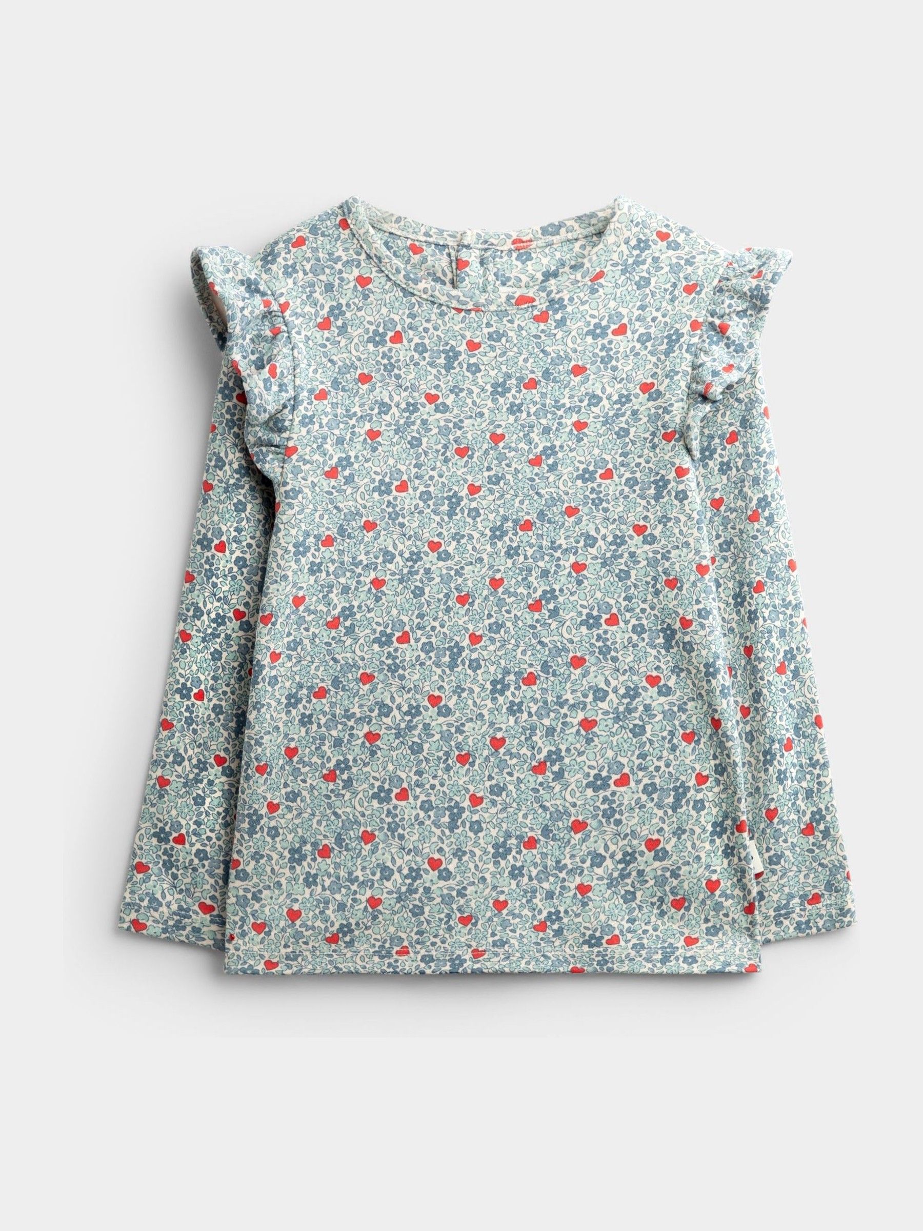 Light Blue Heart Floral 3-Pack Frill Shoulder Tops - Image 2 of 10