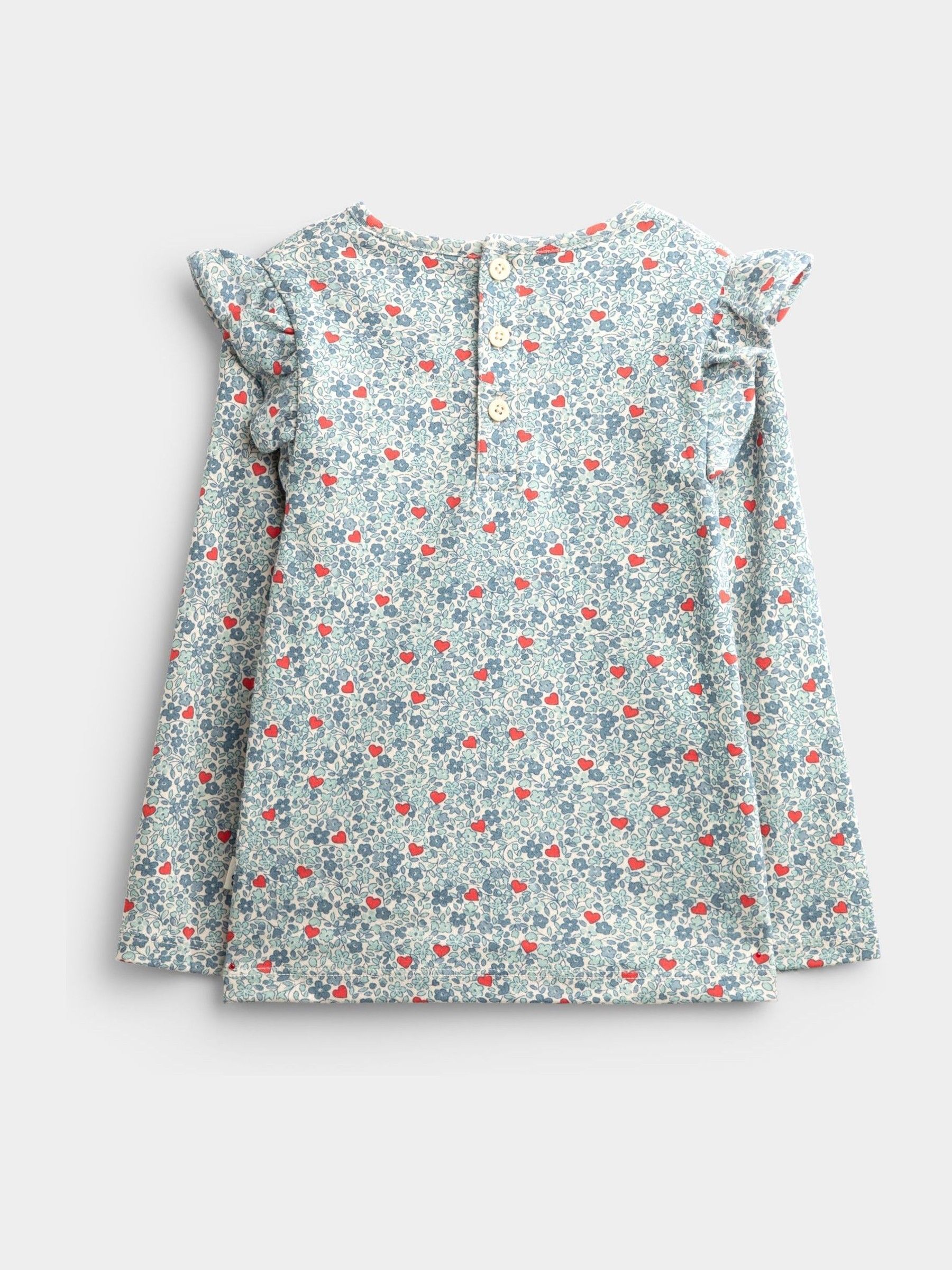 Light Blue Heart Floral 3-Pack Frill Shoulder Tops - Image 5 of 10