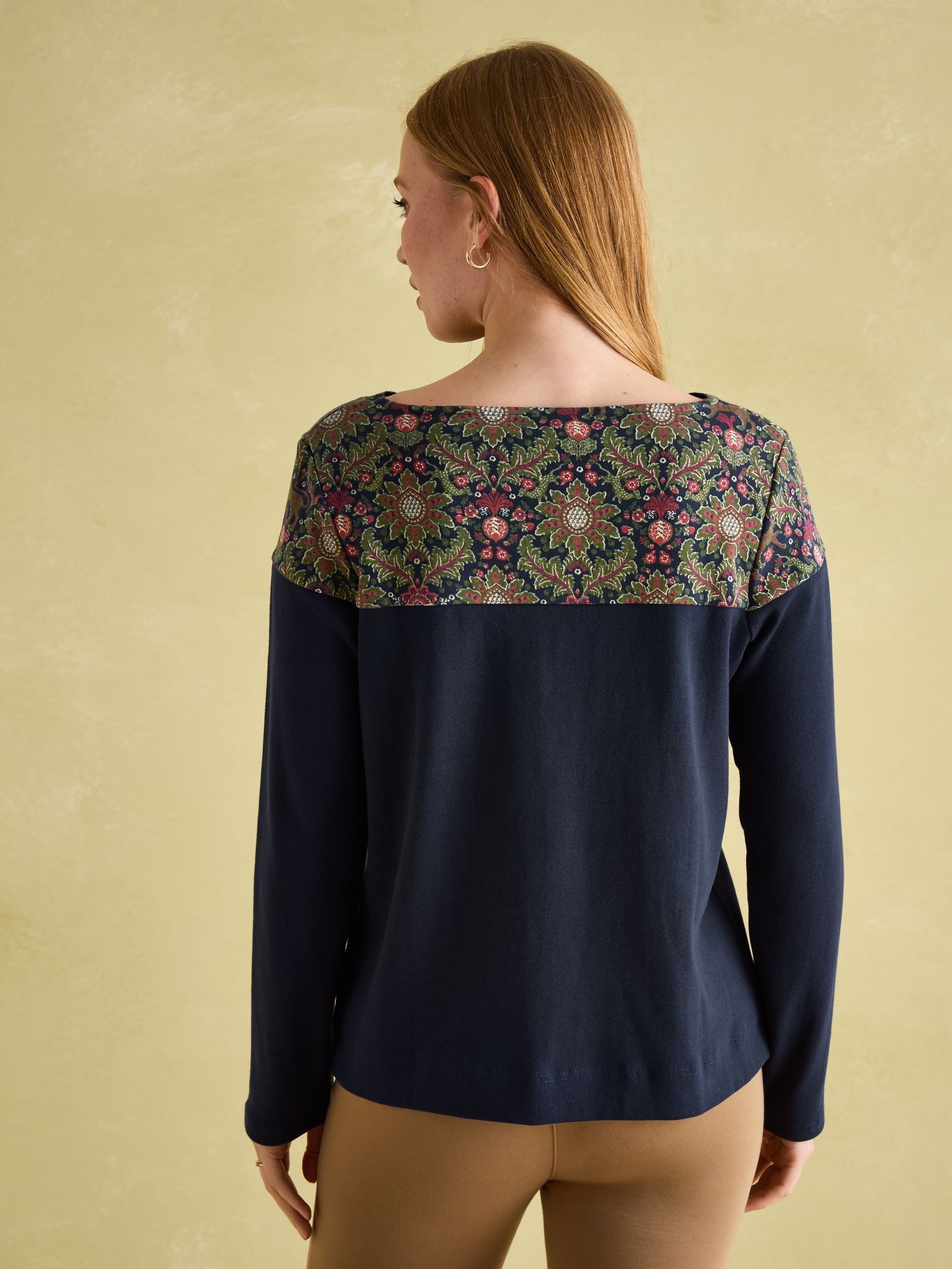 Harbour Navy Damask Boat Neck Printed Top - Image 2 of 6