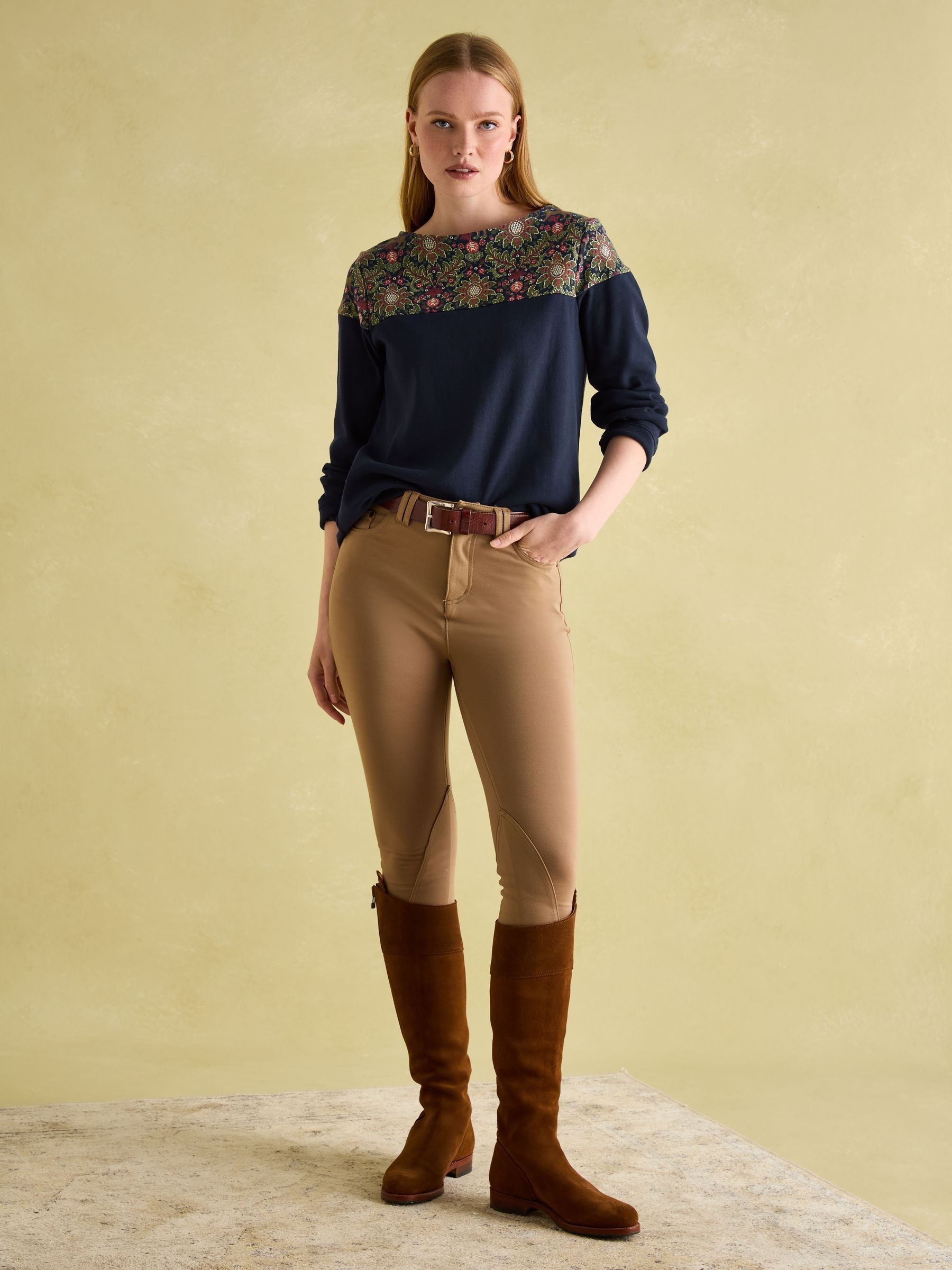 Harbour Navy Damask Boat Neck Printed Top - Image 3 of 6