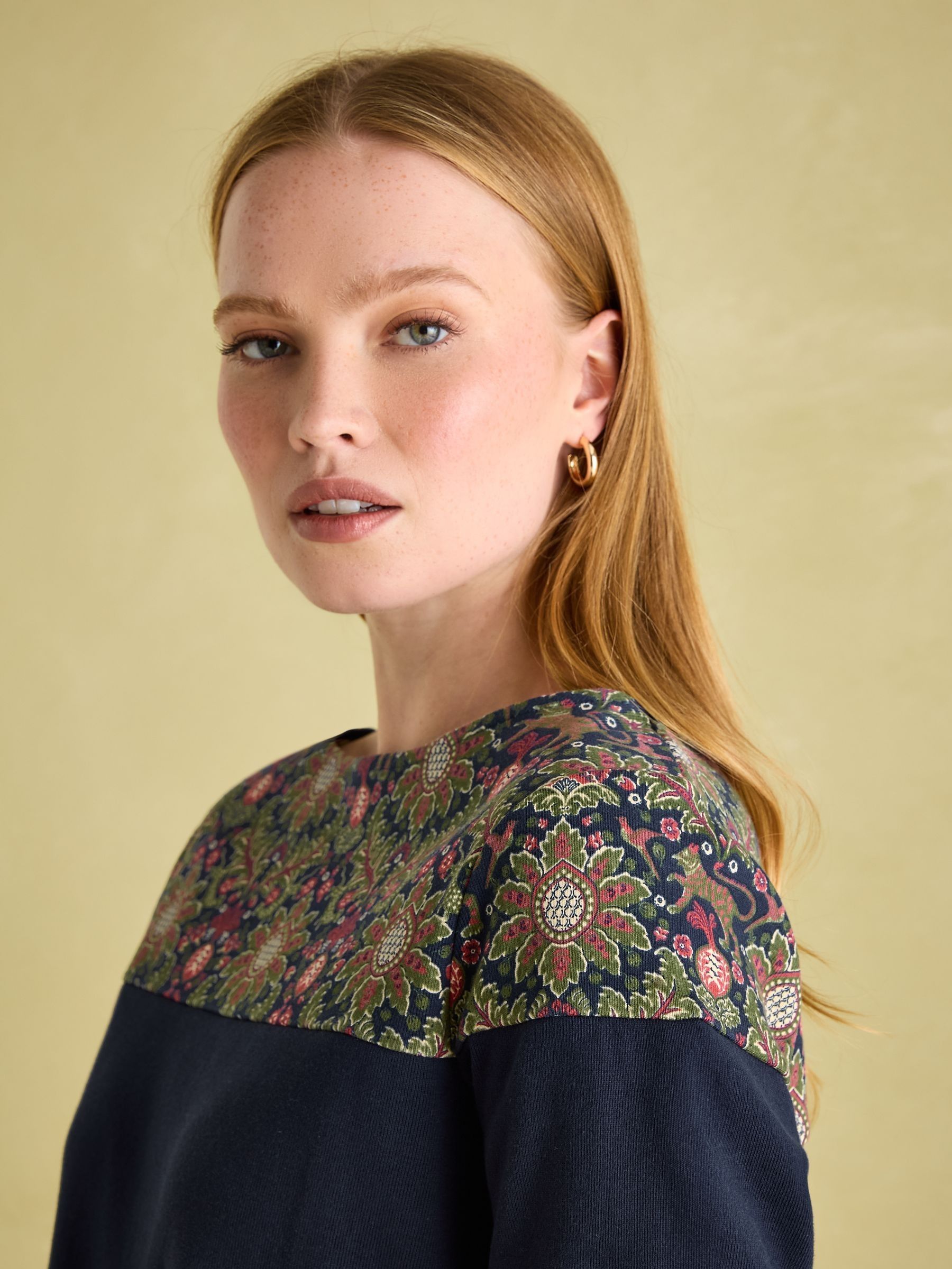 Harbour Navy Damask Boat Neck Printed Top - Image 4 of 6