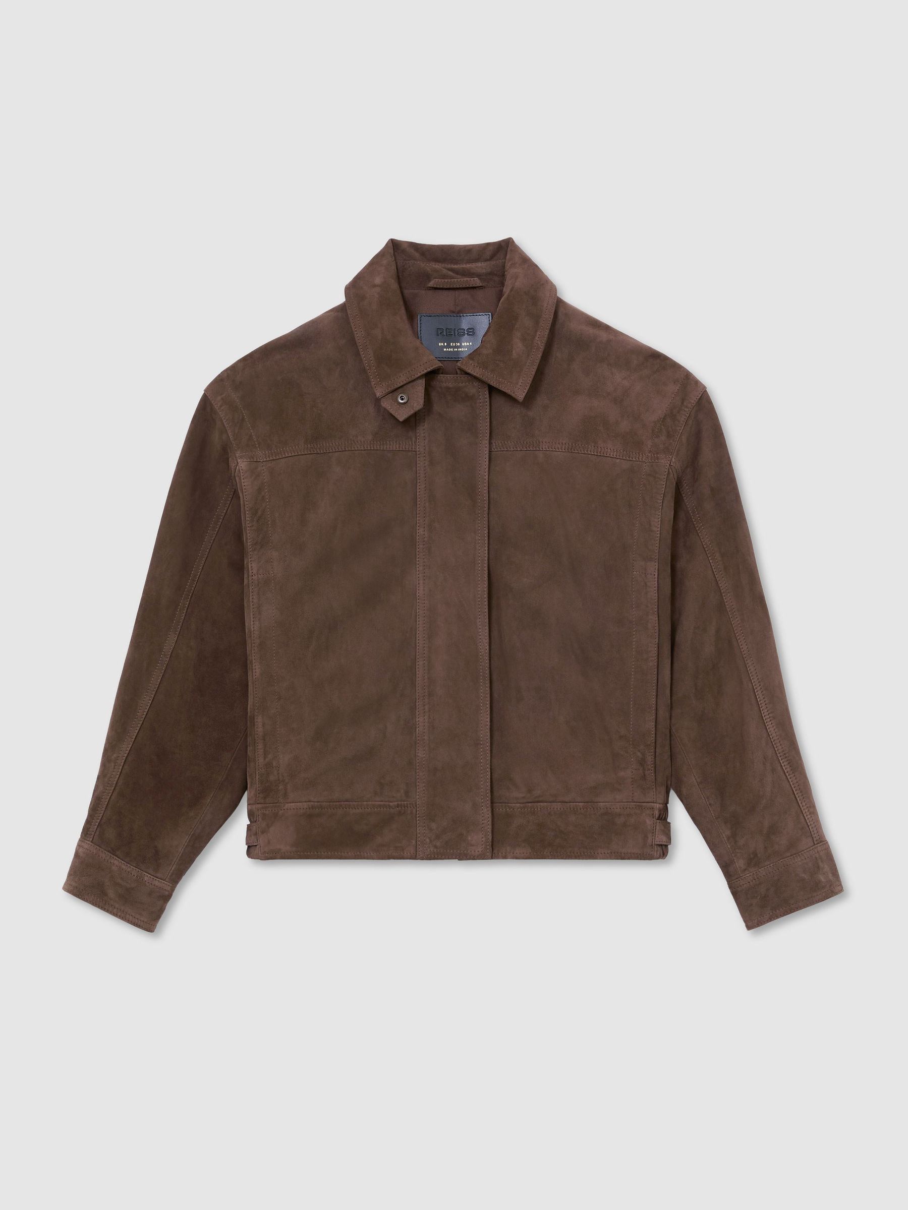 Petite veste décontractée en daim marron - Image 2 de 9
