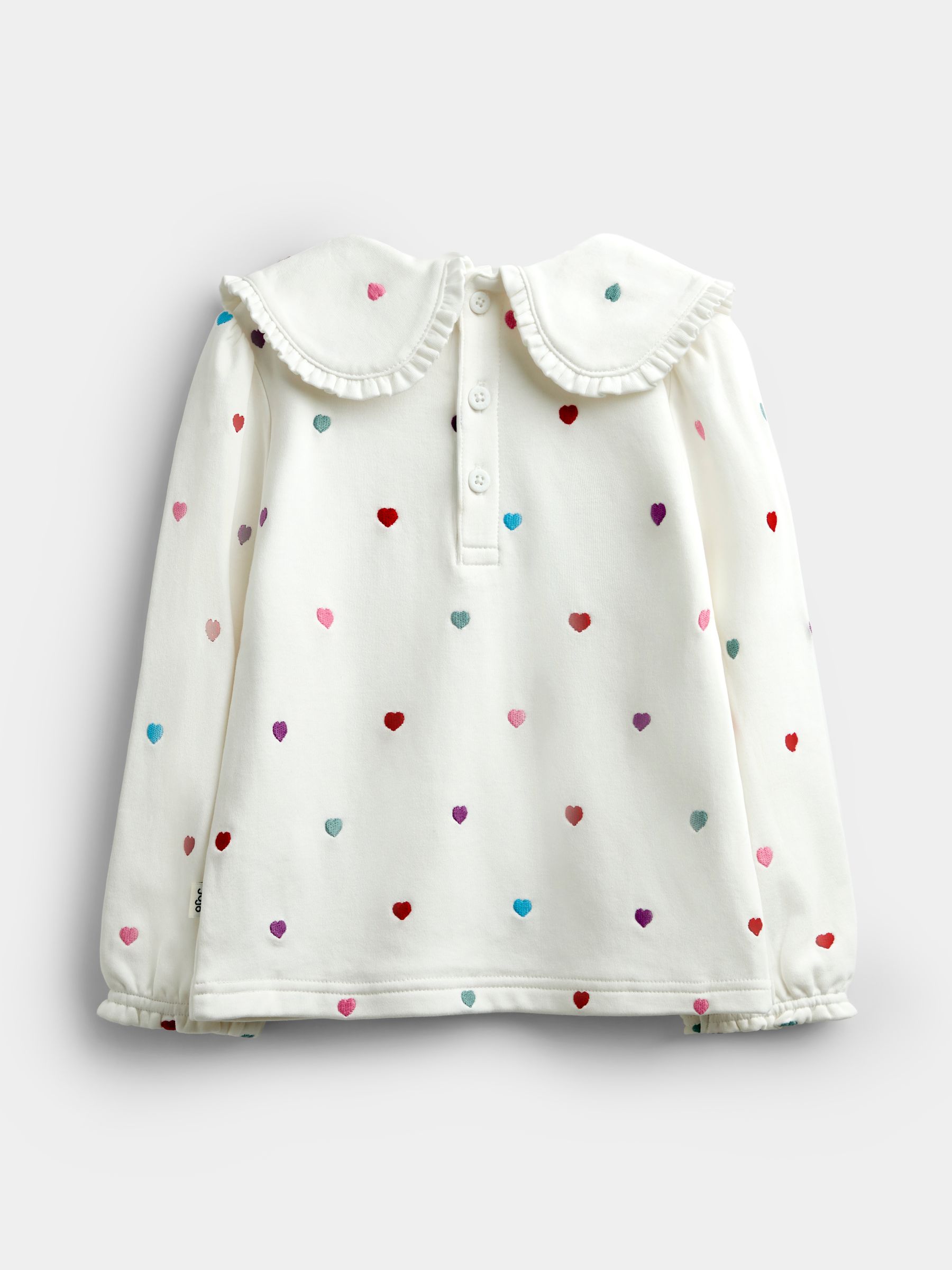 Cream Heart Embroidered Oversized Collar Top - Image 2 of 4