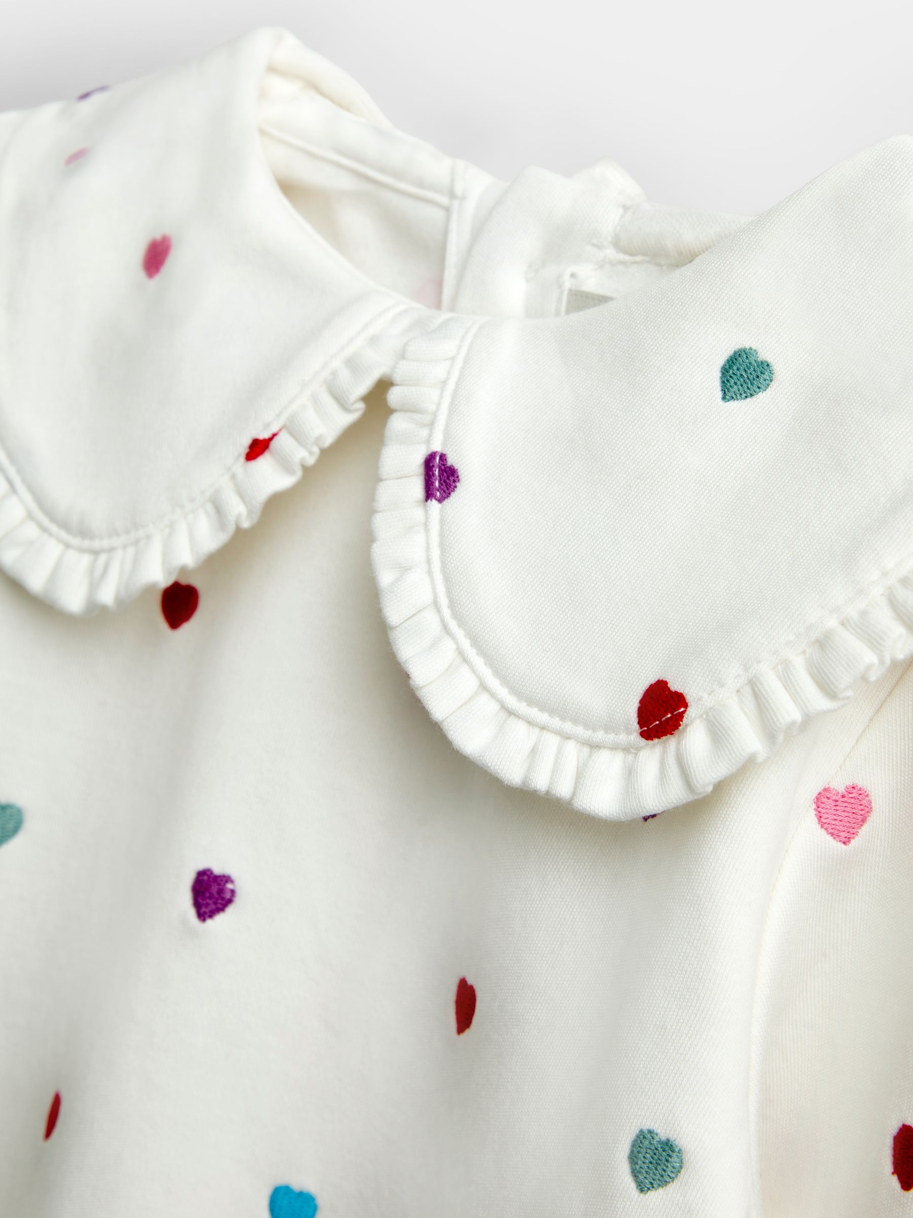 Cream Heart Embroidered Oversized Collar Top - Image 3 of 4