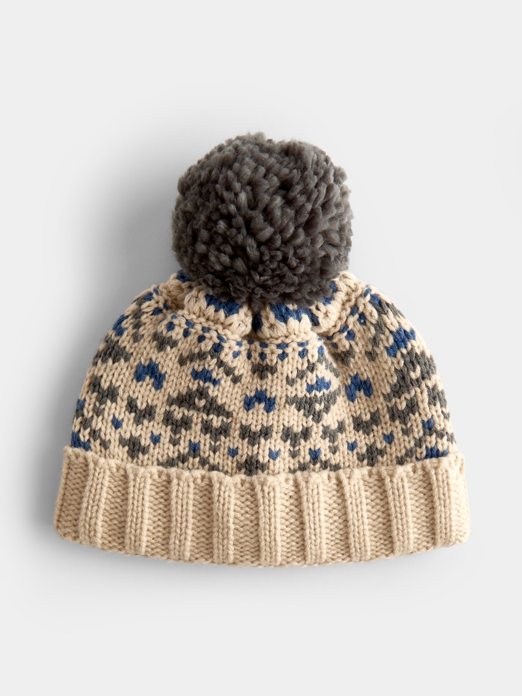 Natural Fair Isle Pom Pom Knitted Hat - Image 2 of 4