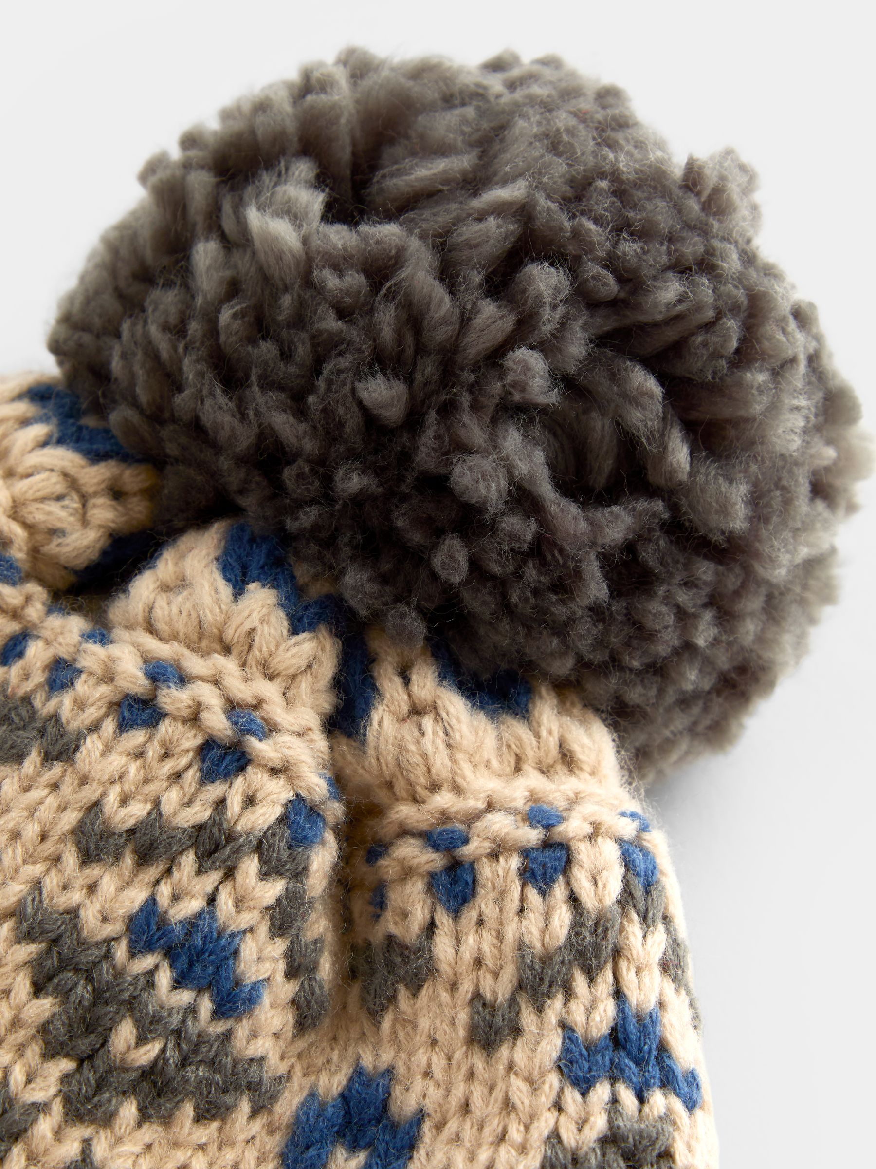 Natural Fair Isle Pom Pom Knitted Hat - Image 3 of 4