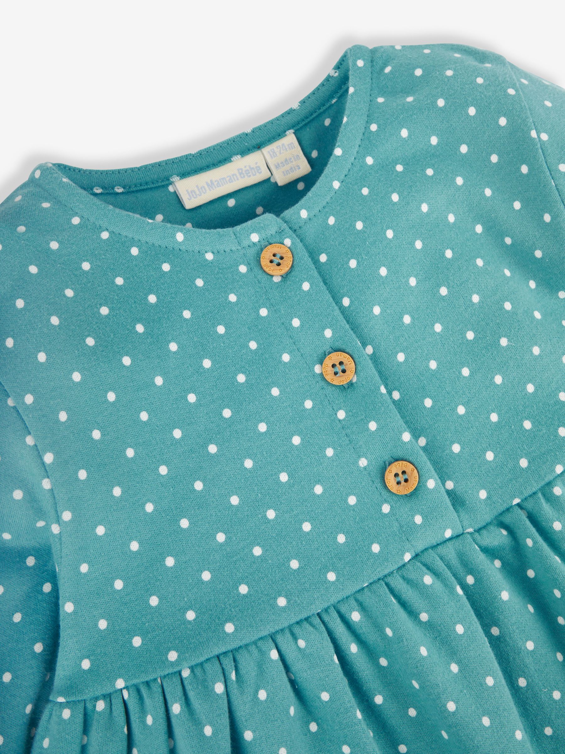 Duck Egg Blue Owl Appliqué Button Front Dress - Image 3 of 3