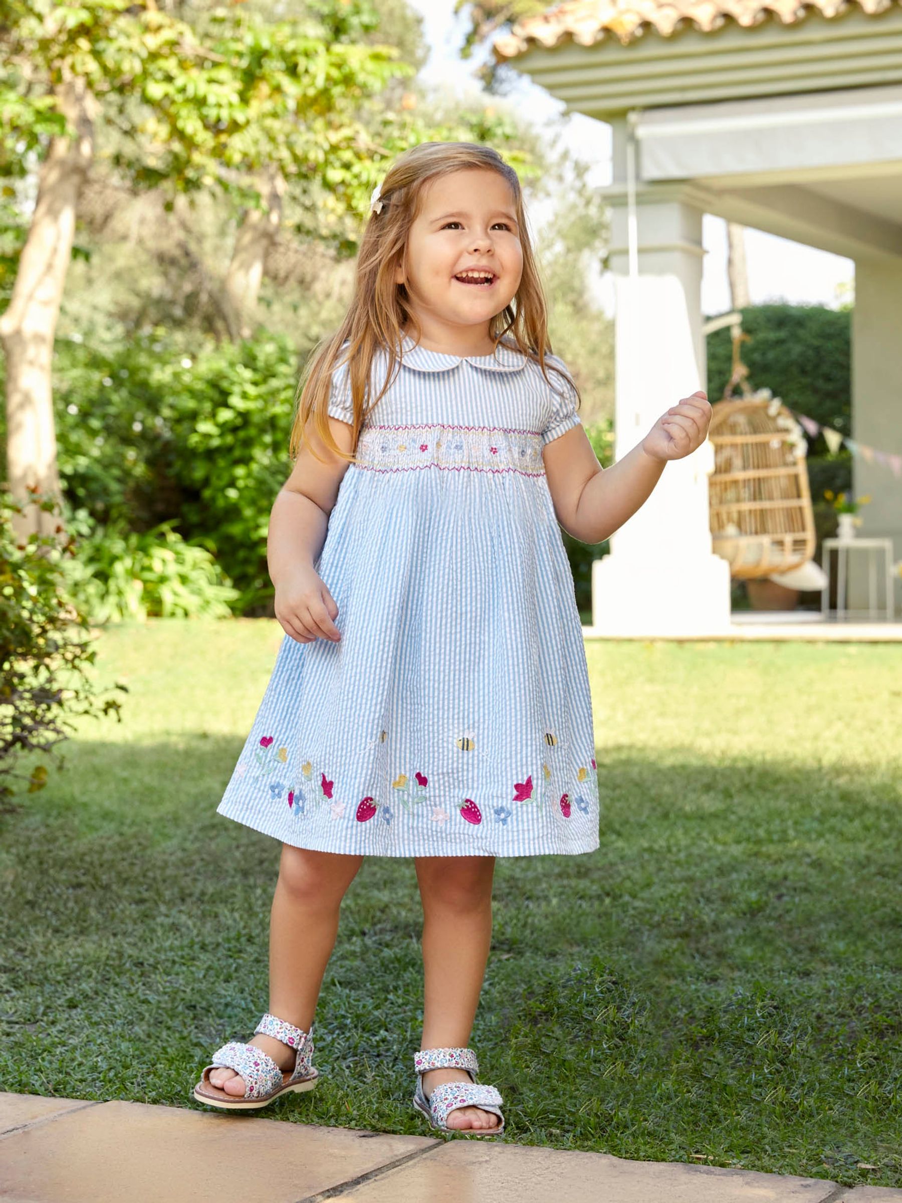 Blue Strawberry Embroidered Smocked Dress - Image 1 of 7