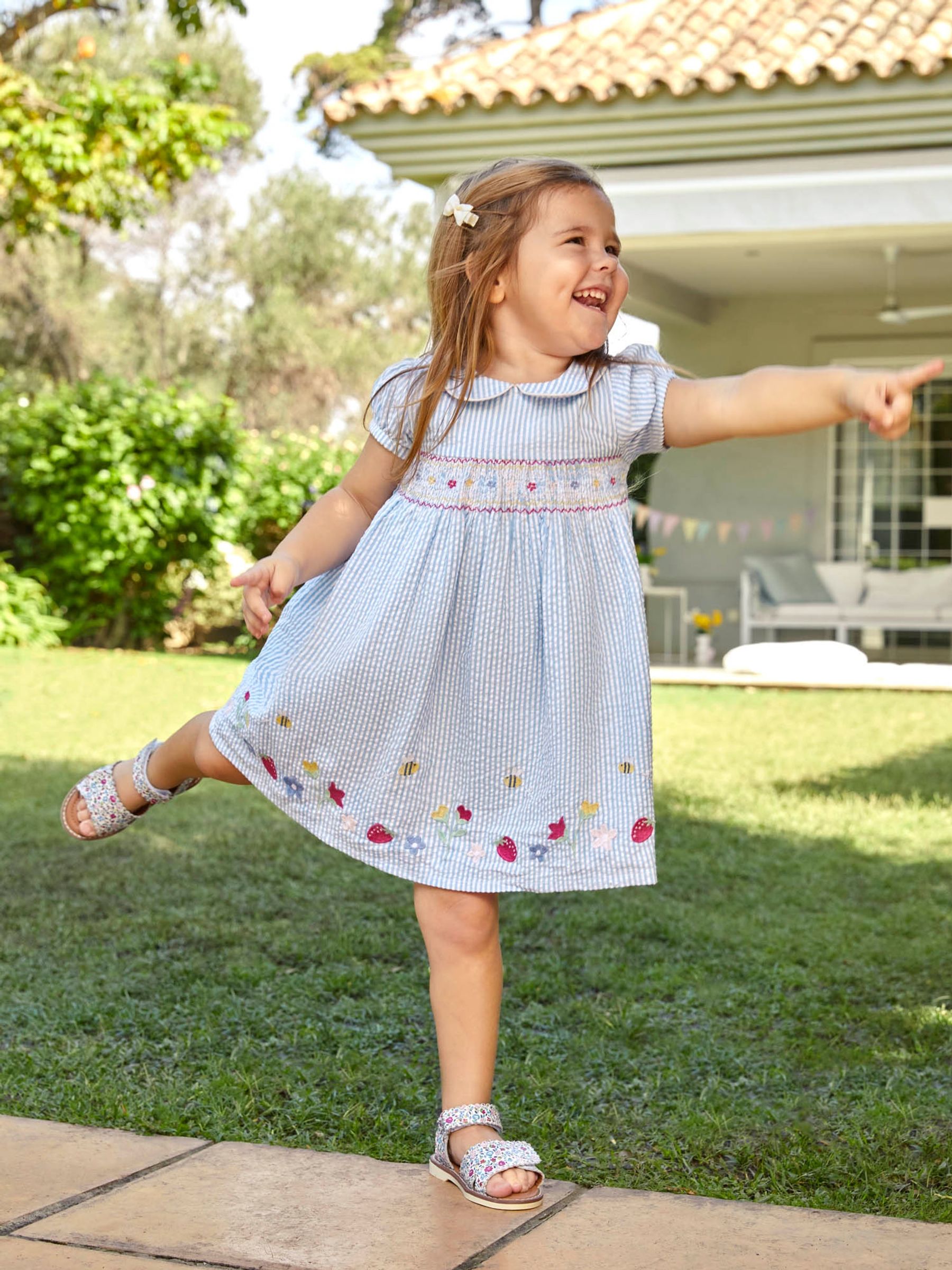 Blue Strawberry Embroidered Smocked Dress - Image 2 of 7